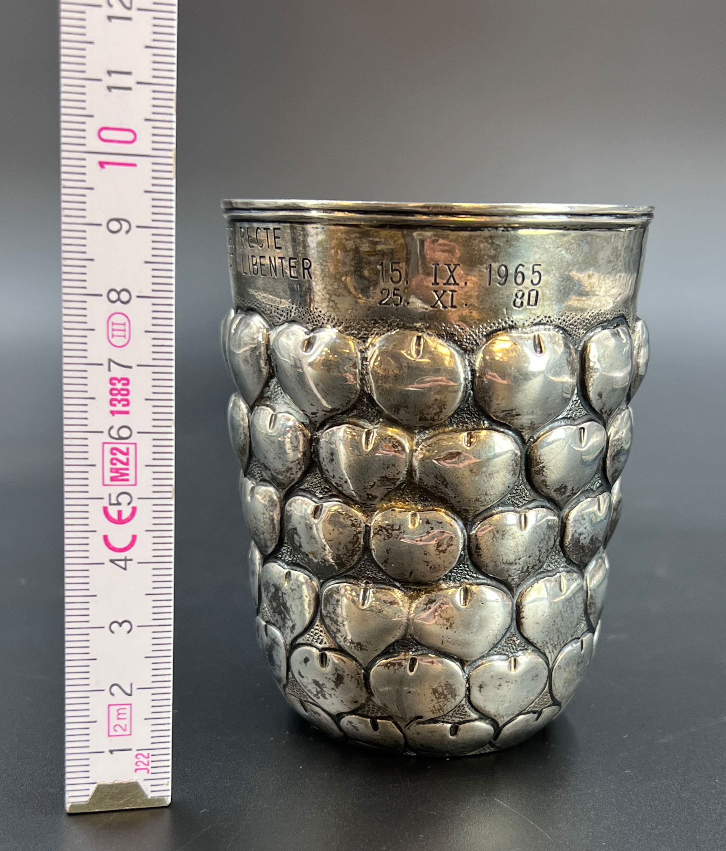 Antique heart-shaped cup. 13 lot silver. Neresheim Hanau. Around 1900. - Image 10 of 11