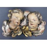 Wooden figures. Pair of putti. Baroque. 18th century.