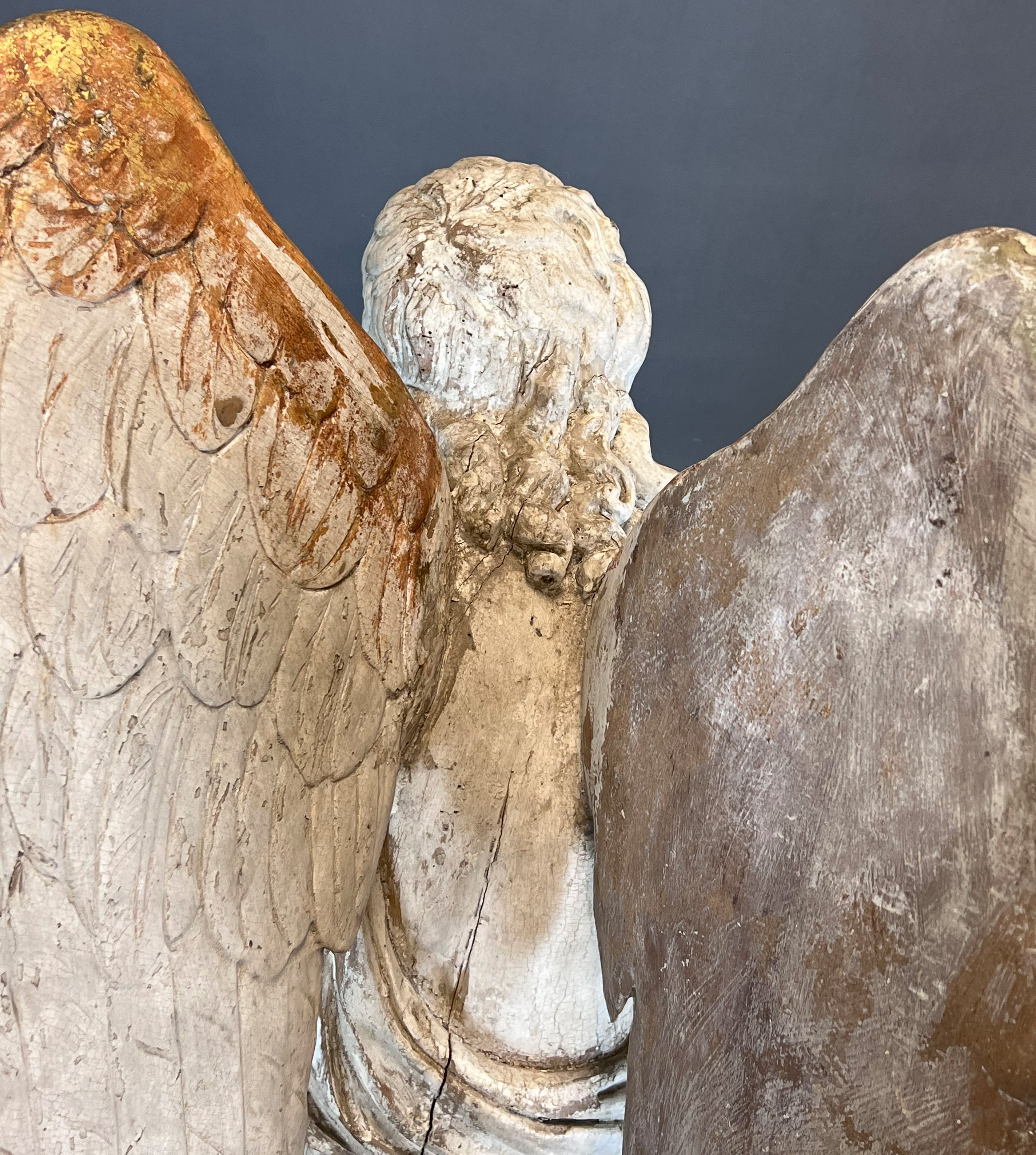 Large wooden sculpture. Kneeling angel. Late 17th century. Italy. - Image 9 of 19