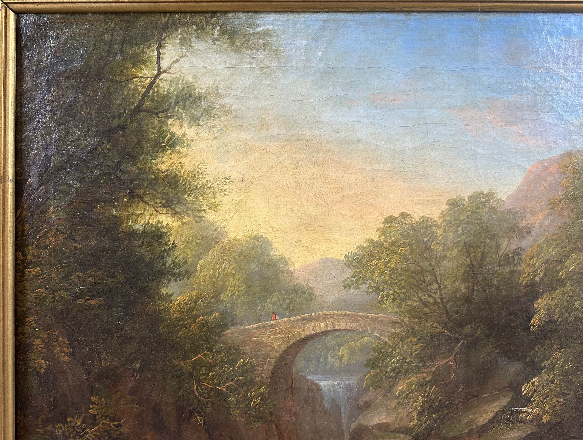 UNSIGNED (XIX). Romantic forest landscape with bridge by the river. - Image 3 of 11