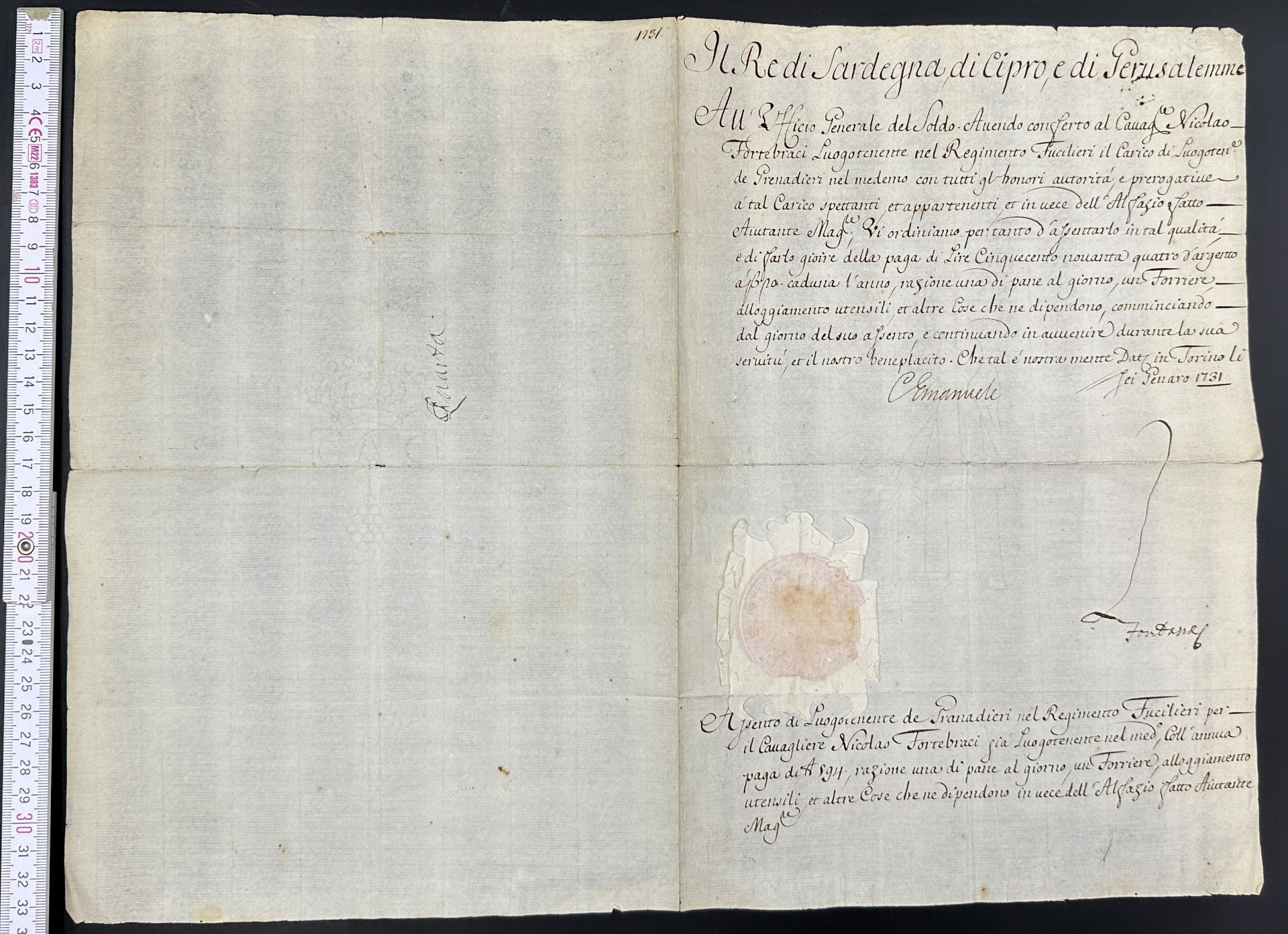 Certificate of appointment of Charles Emmanuel III, King of Sardinia, Duke of Savoy. 1731. - Image 20 of 20