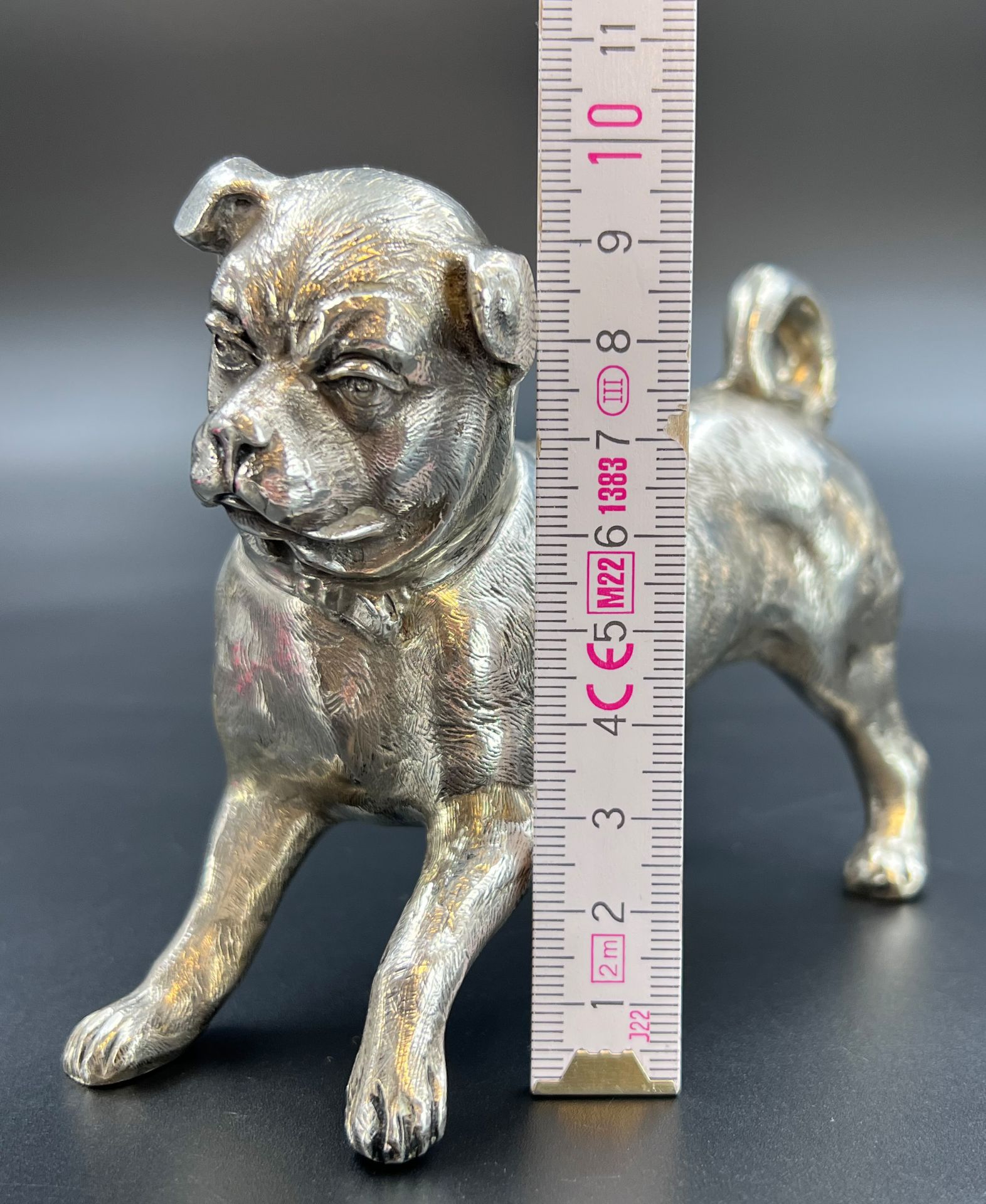 Feine silberne Bulldogge. 925 Sterling Silber. 20. Jahrhundert. - Bild 10 aus 10