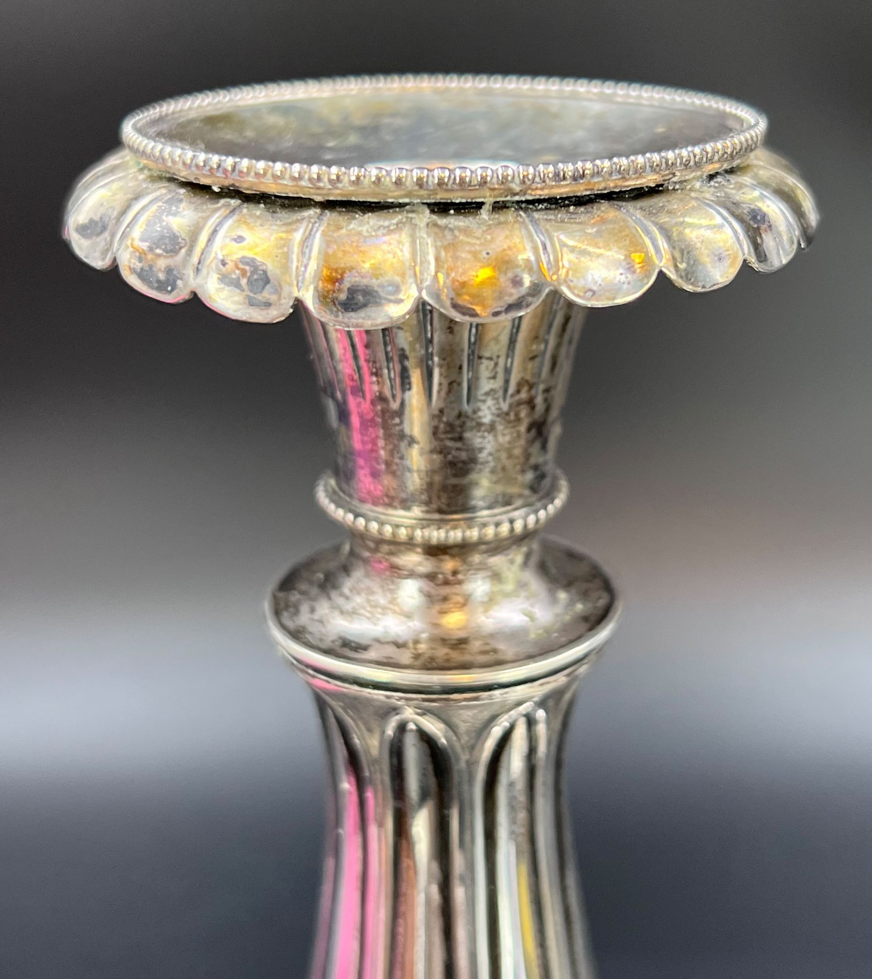 Pair of silver candlesticks. First half of 19th century. - Image 5 of 16