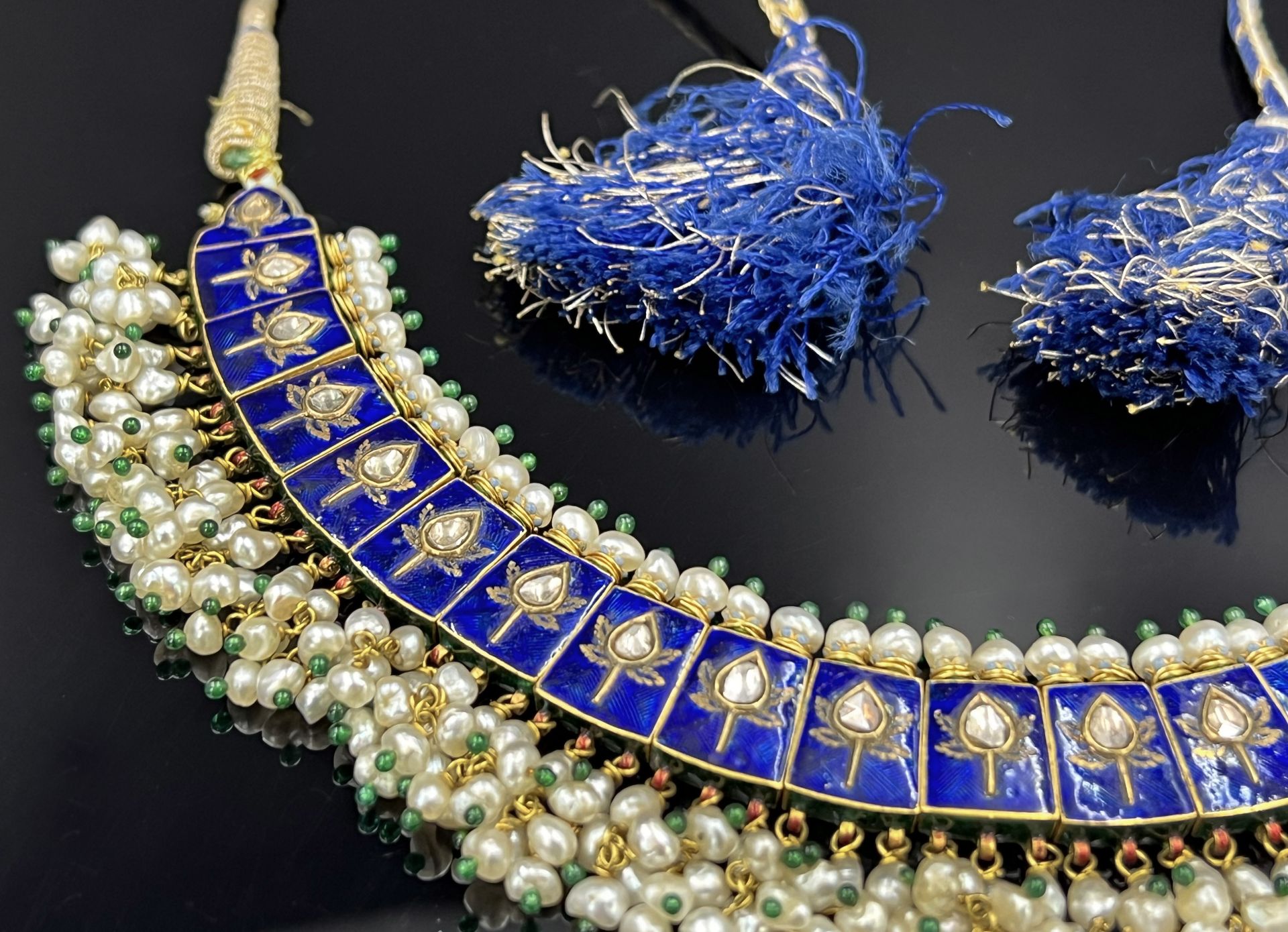 Necklace. 750 yellow gold with diamonds and pearls. Persia. - Image 2 of 16