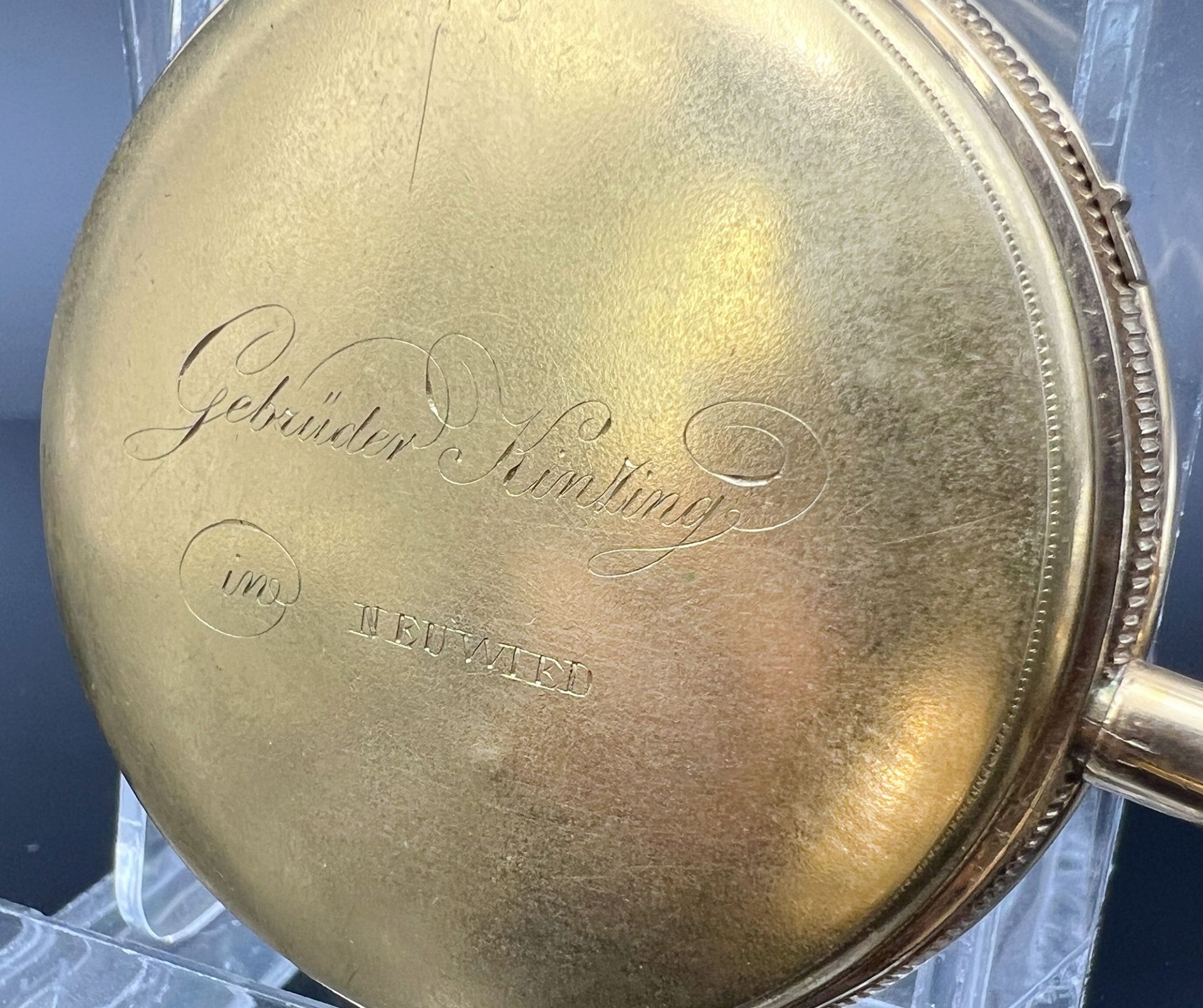 GEBRÜDER KINZIG Neuwied. 750 Gelbgold. Bedeutende deutsche Spindeltaschenuhr. Um 1800. - Bild 9 aus 13