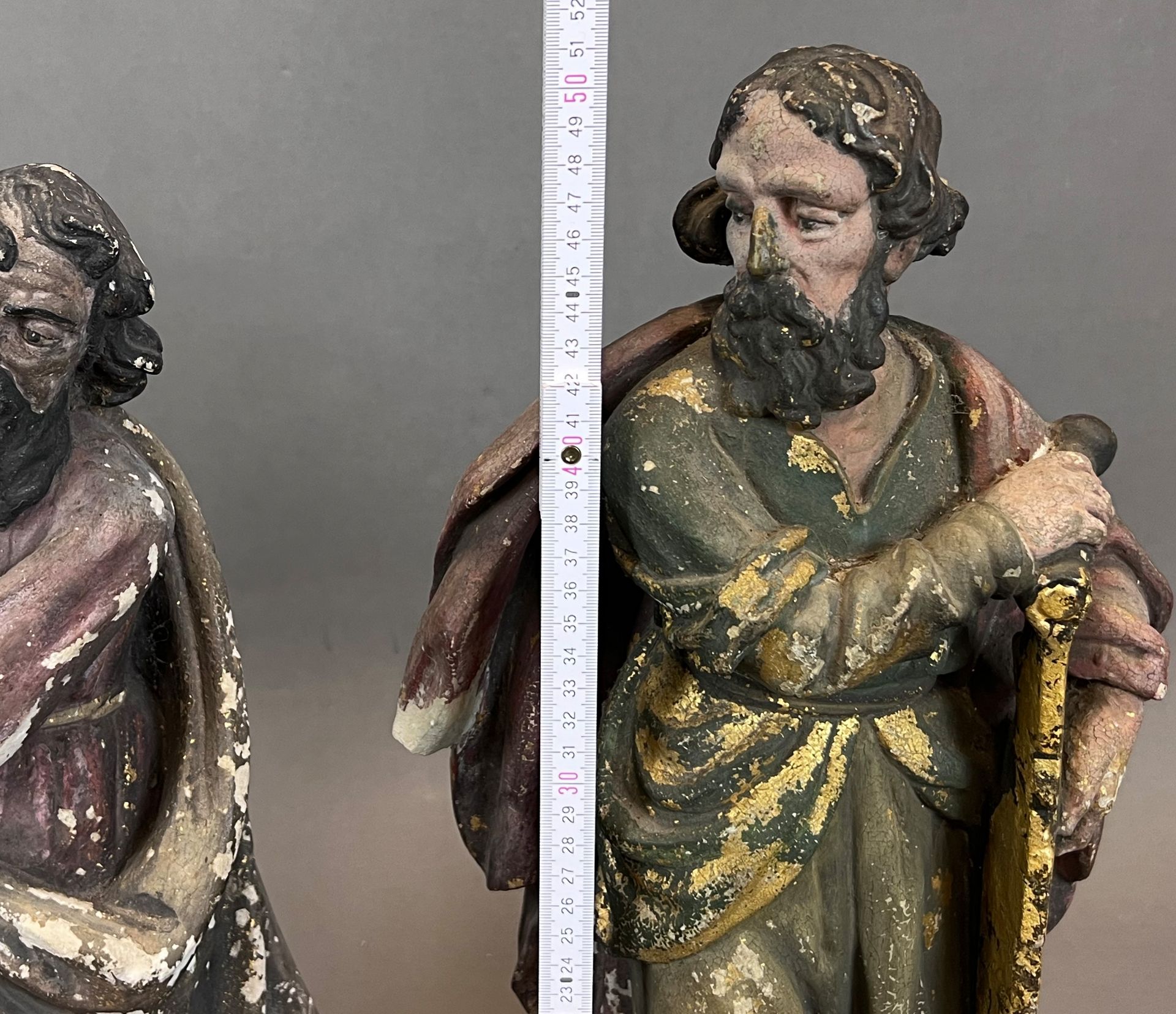 2 stone figures. Saint with saw and lance. 1st half of the 19th century. - Image 11 of 11