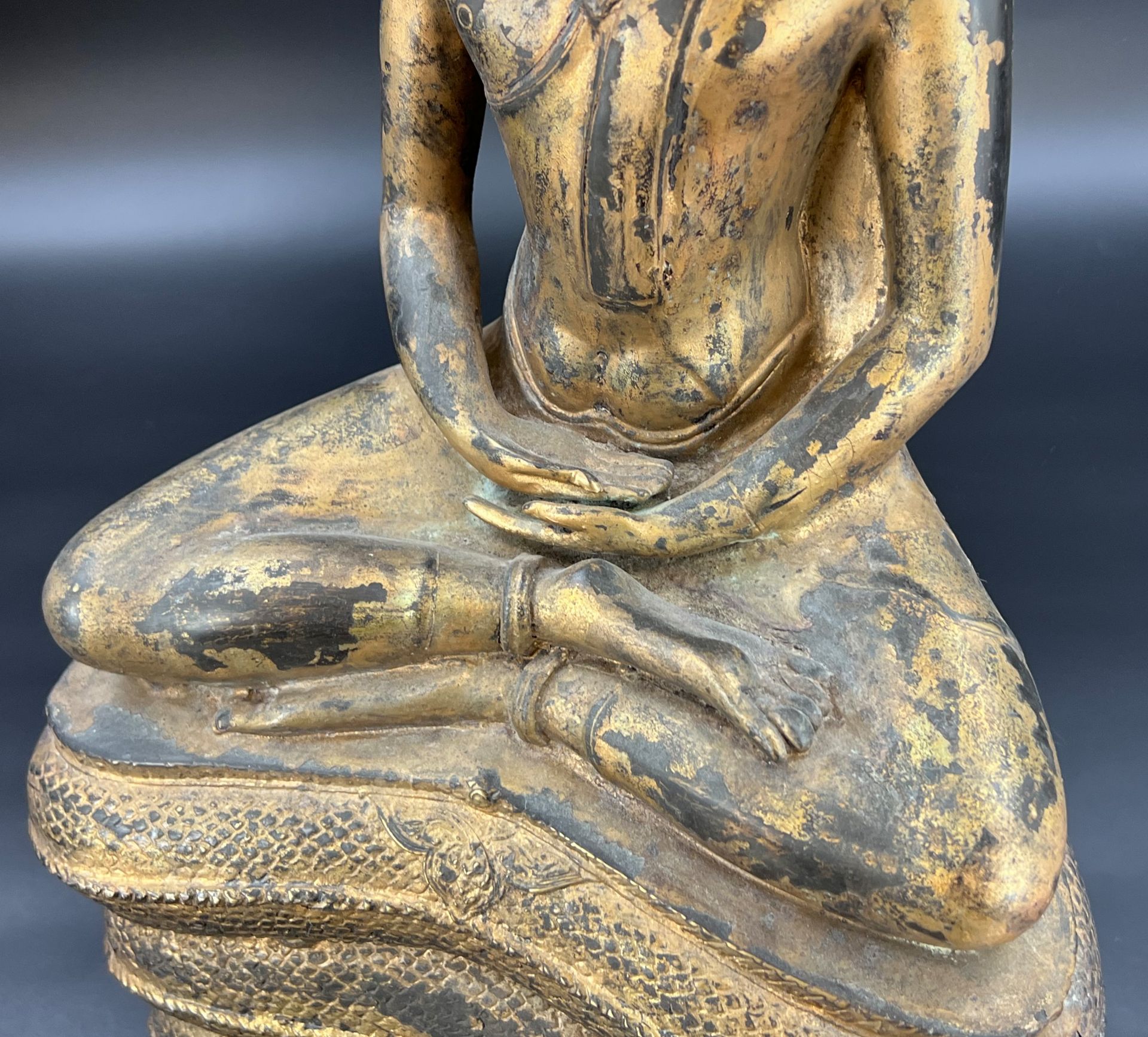 Naga Buddha. Bronze figure. Around 1900. - Image 8 of 13