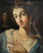 UNSIGNIERT (XVIII). Portrait der Hl. Barbara von Nikomedien.