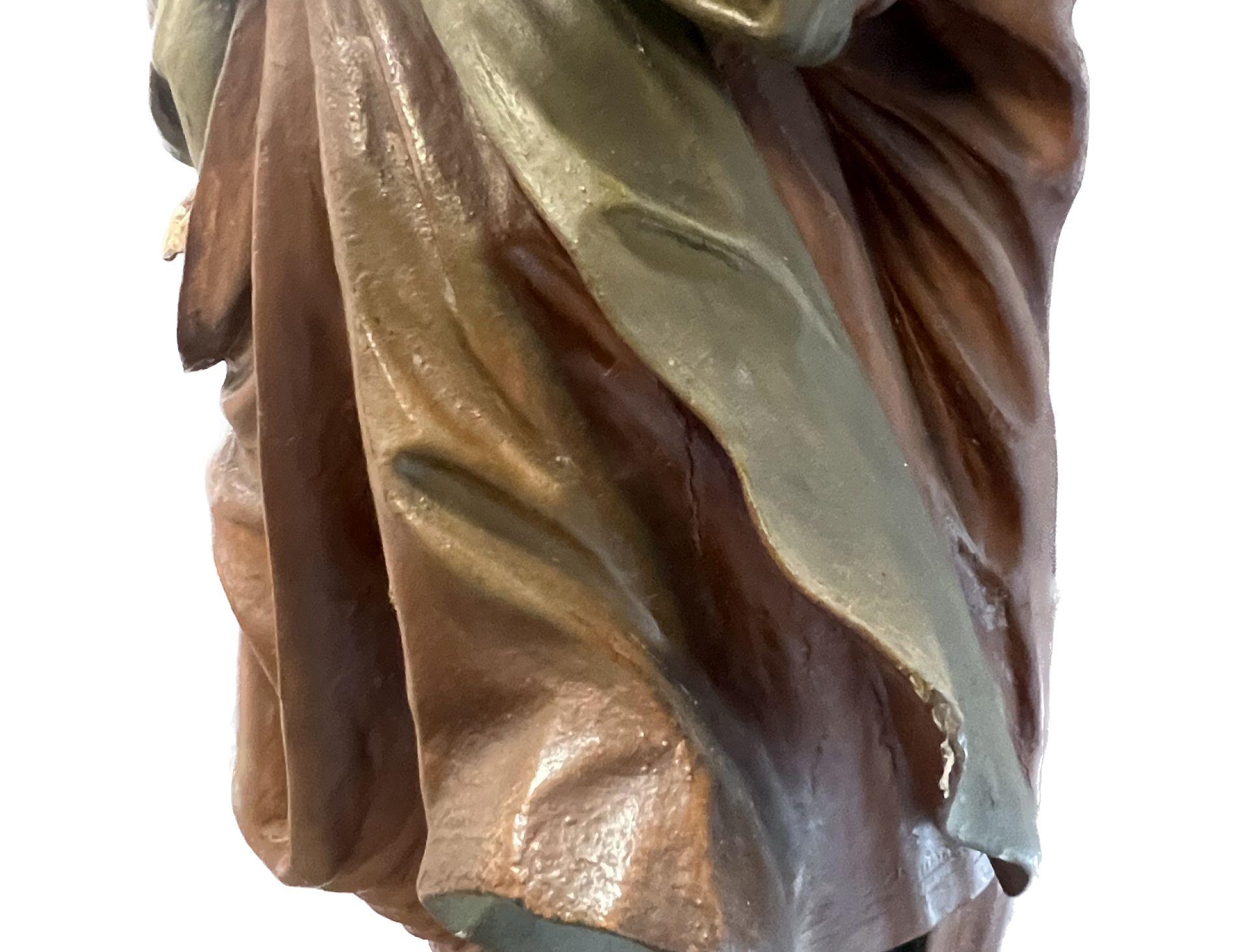 Lebensgroße Skulptur. Hl. Josef mit Christusknaben. Wohl 17. / 18. Jahrhundert. Süddeutschland. - Bild 9 aus 20