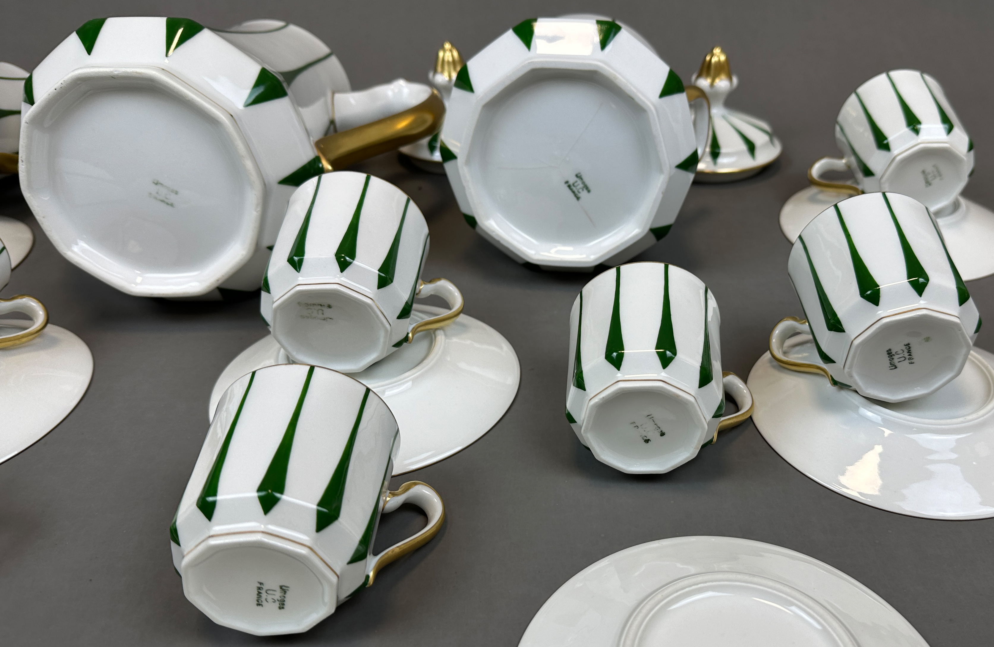 Antique mocha service LIMOGES for 11 persons. France. Art déco. - Image 12 of 16