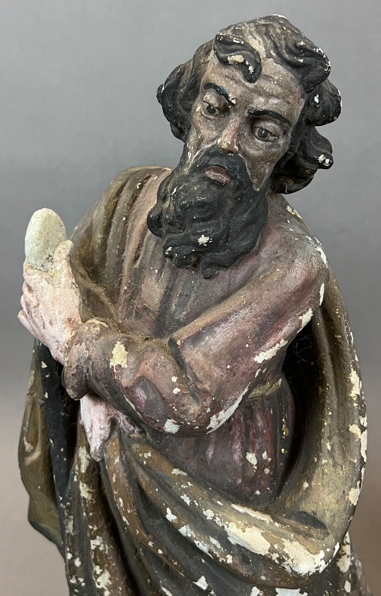 2 Steinfiguren. Heilige mit Säge und Lanze. 1. Hälfte 19. Jahrhundert. - Bild 5 aus 11
