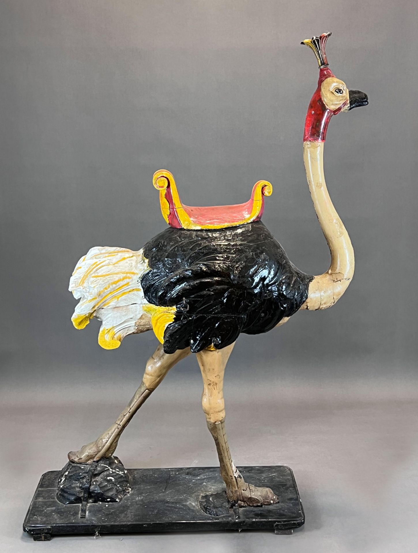 Large wooden figure. Ostrich with saddle. Early 19th century. - Image 5 of 19