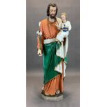 Large sculpture. St Joseph with Christ Child. Nazarene. 19th century. Italy.