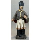 Wooden figure. Nepomuk without attributes. 19th century. Germany.