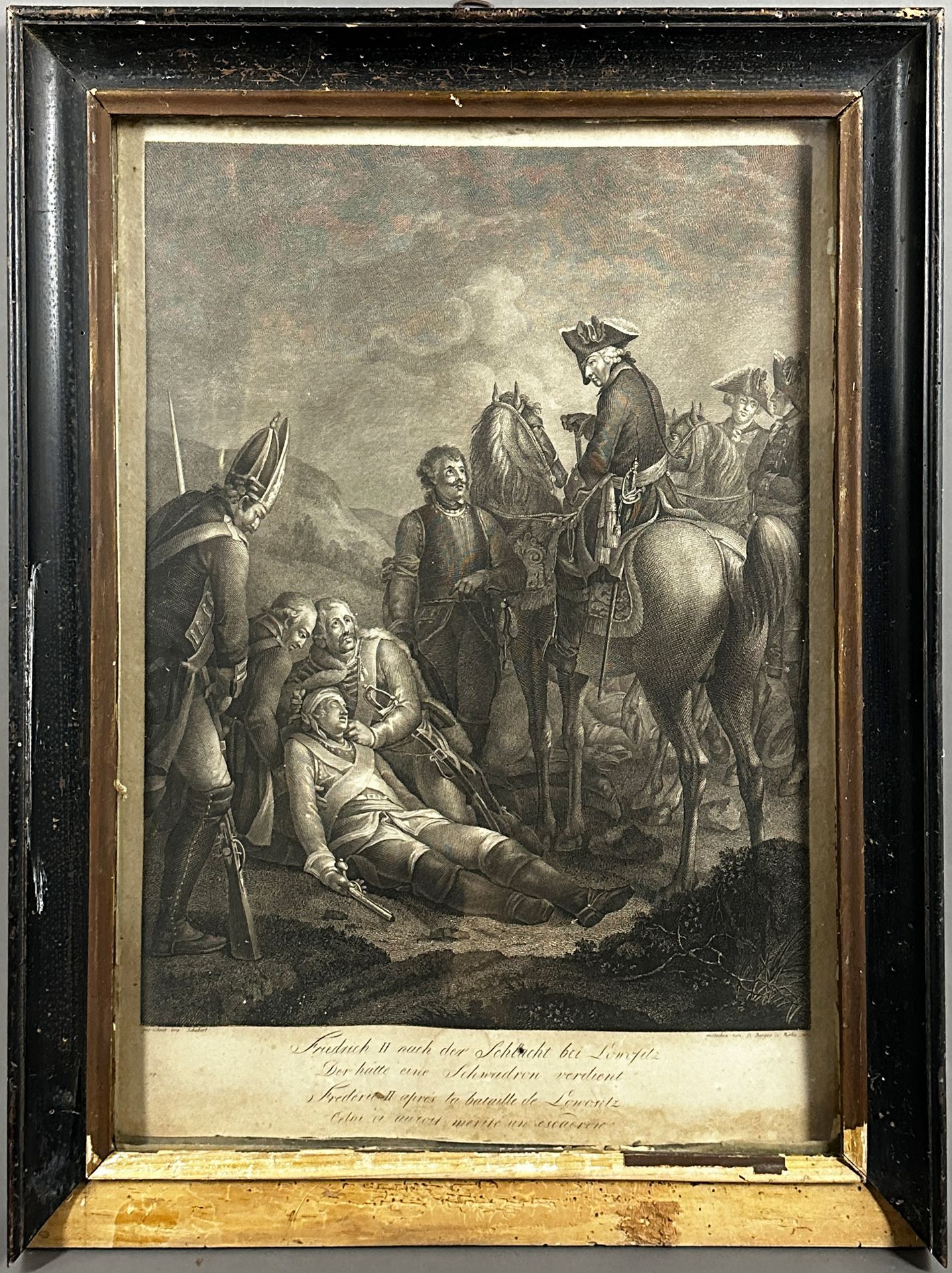 "Frederick II after the Battle of Lowositz". Copper engraving. - Image 2 of 12