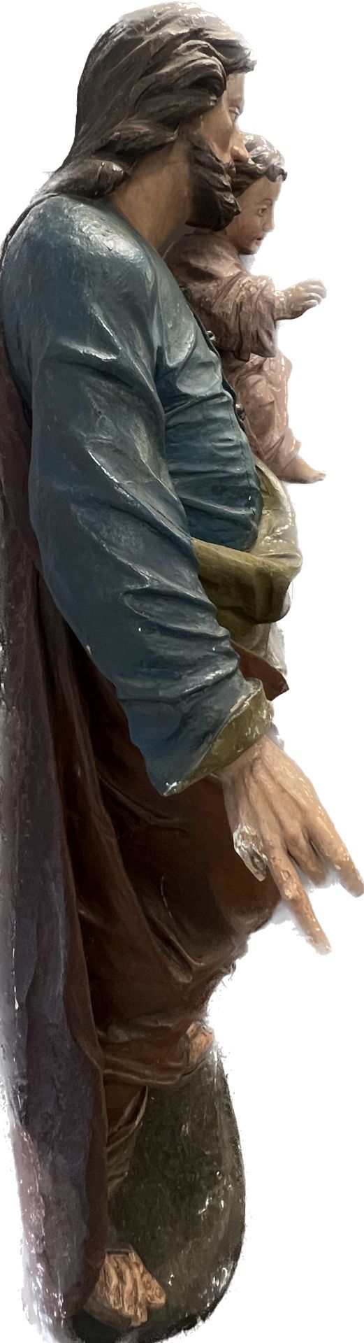 Lebensgroße Skulptur. Hl. Josef mit Christusknaben. Wohl 17. / 18. Jahrhundert. Süddeutschland. - Bild 10 aus 20