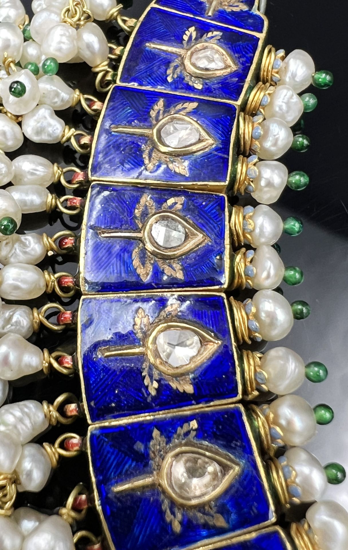 Necklace. 750 yellow gold with diamonds and pearls. Persia. - Image 6 of 16