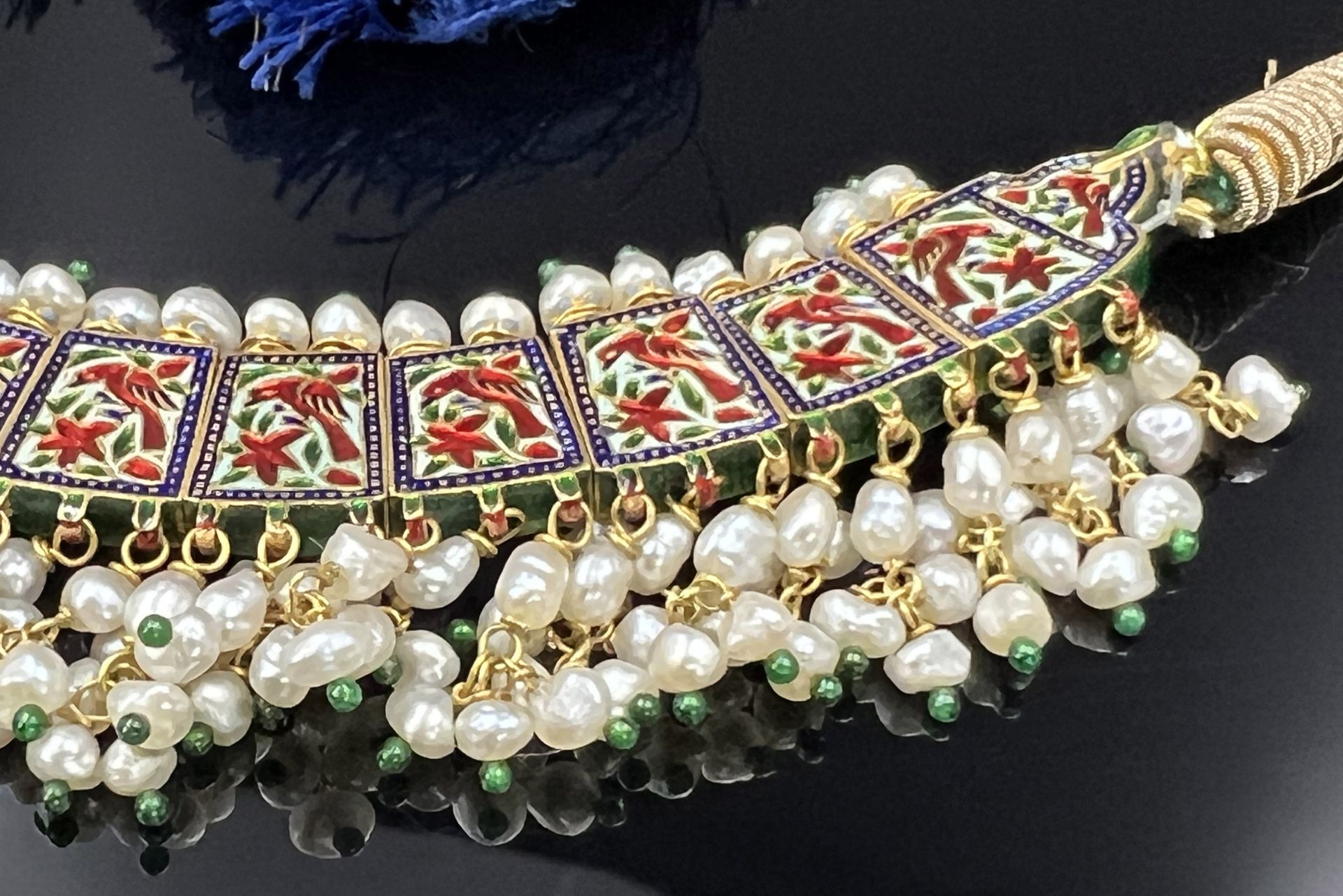 Necklace. 750 yellow gold with diamonds and pearls. Persia. - Image 13 of 16