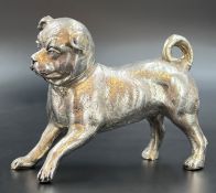 Feine silberne Bulldogge. 925 Sterling Silber. 20. Jahrhundert.