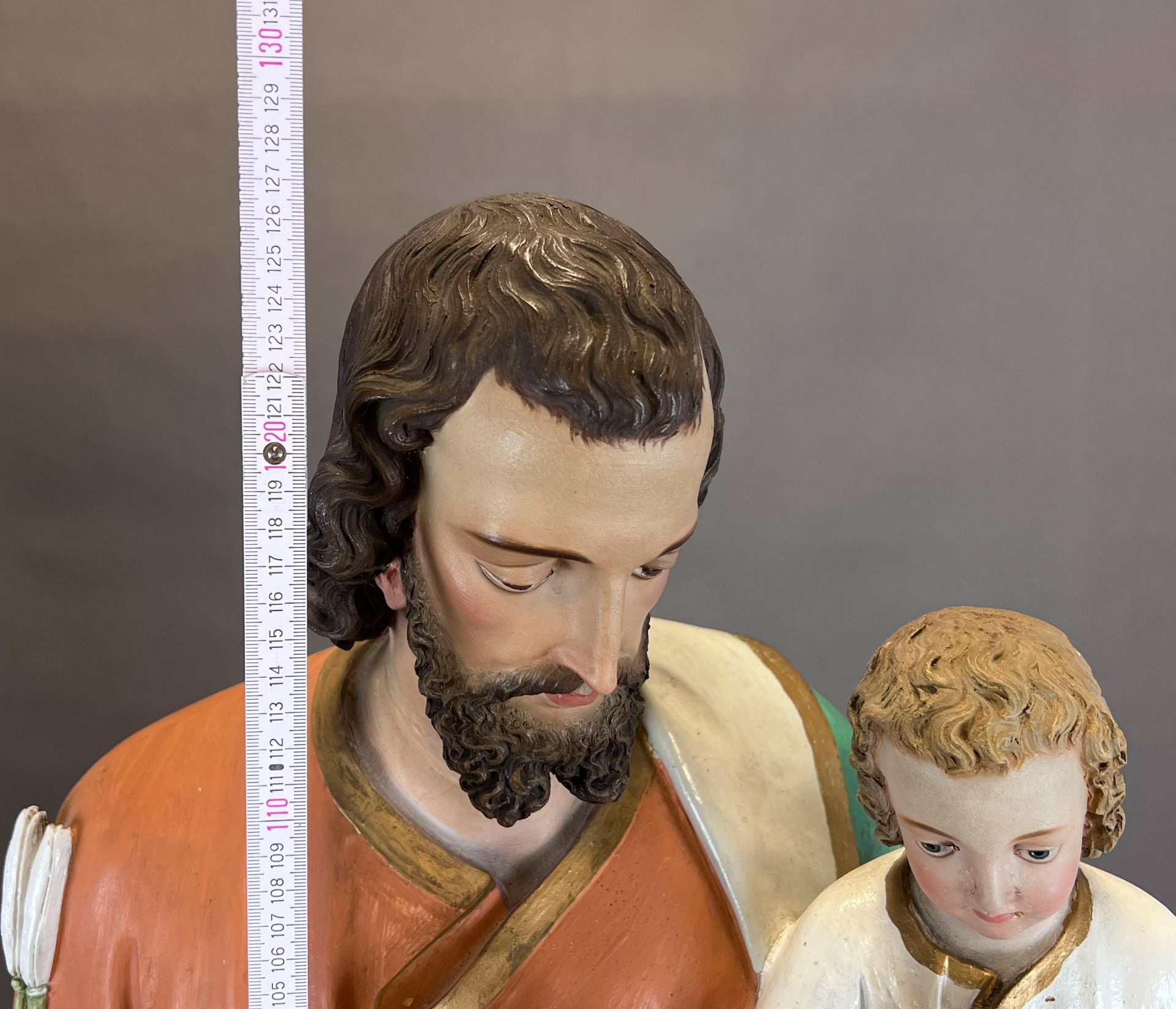 Große Skulptur. Hl. Josef mit Christuskind. Nazarener. 19. Jahrhundert. Italien. - Bild 13 aus 13