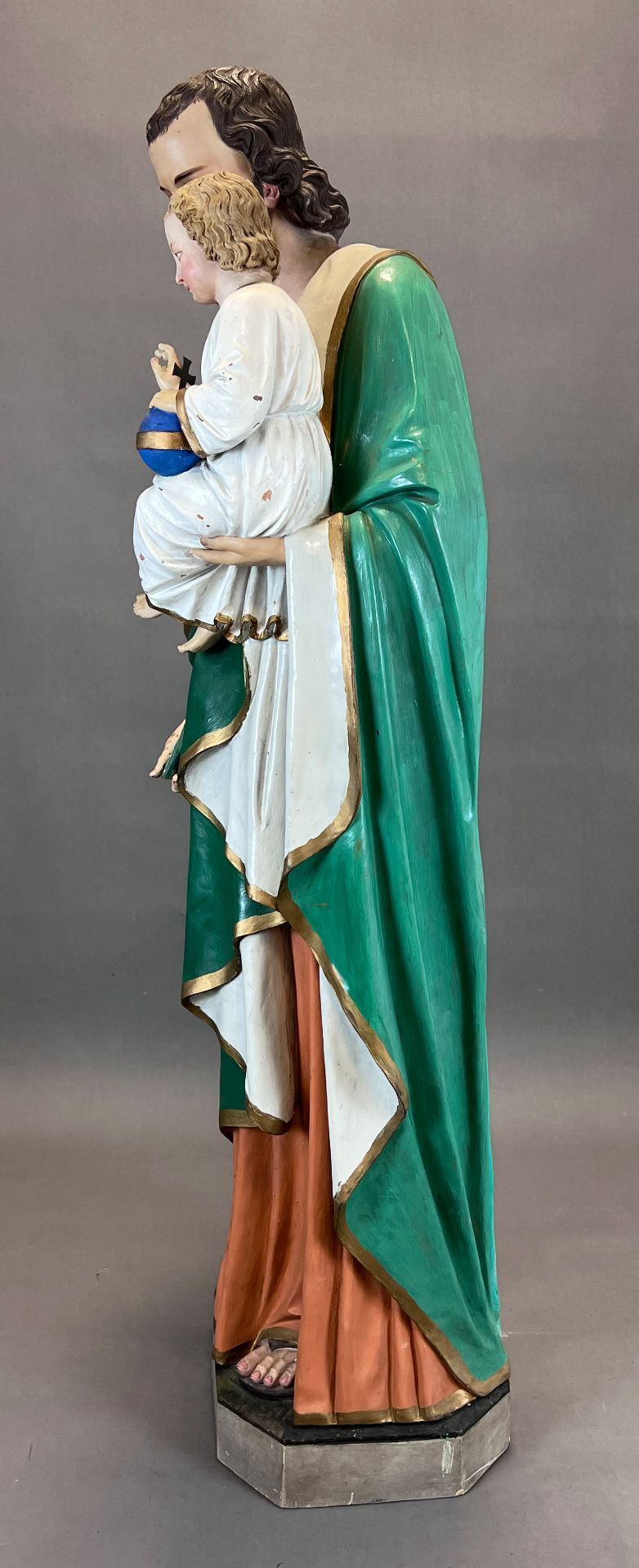 Große Skulptur. Hl. Josef mit Christuskind. Nazarener. 19. Jahrhundert. Italien. - Bild 2 aus 13