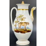 Finely painted Biedermeier coffee pot. Probably France. Around 1850.