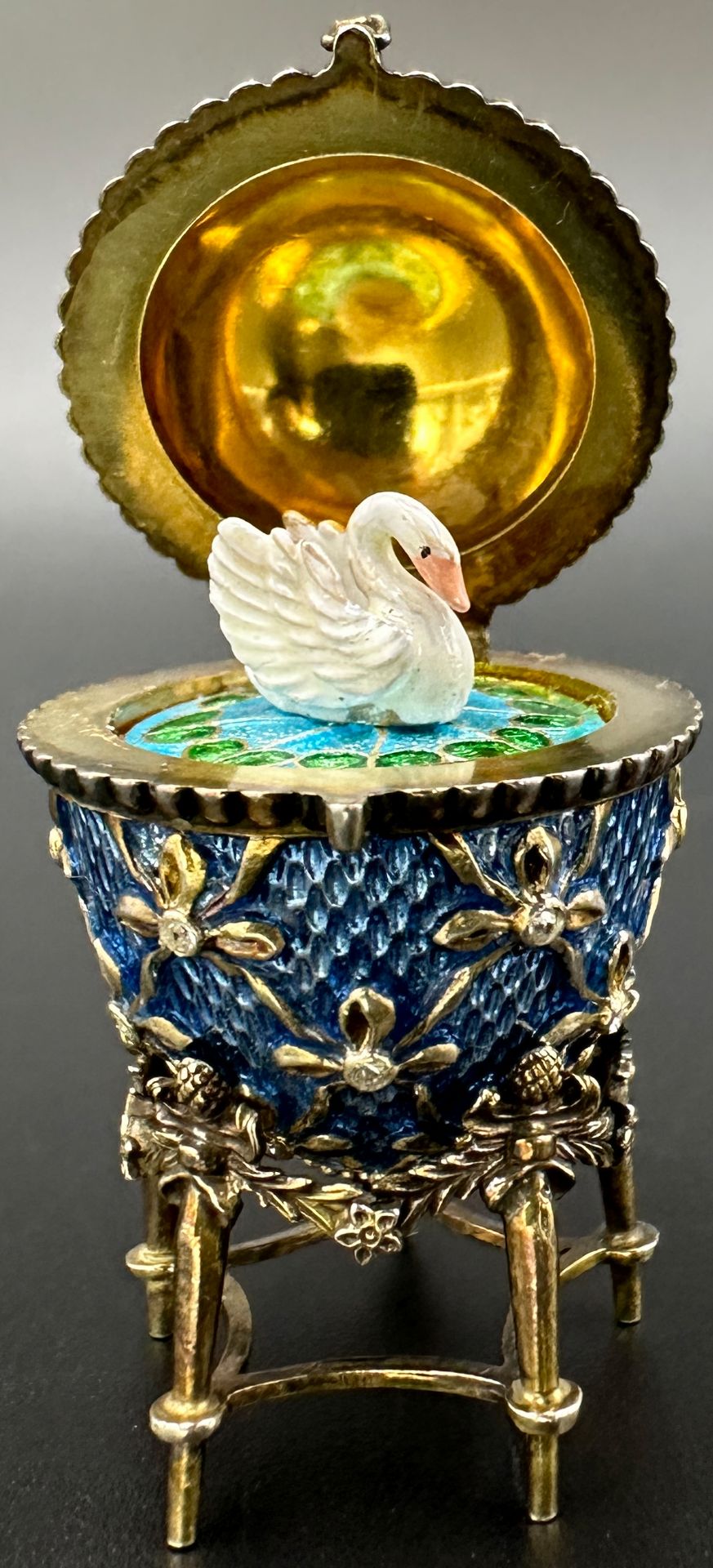 Ornamental Egg with miniature swan. 84 Zolotniki. Saint-Petersburg. Russia. 19th century. - Image 7 of 11