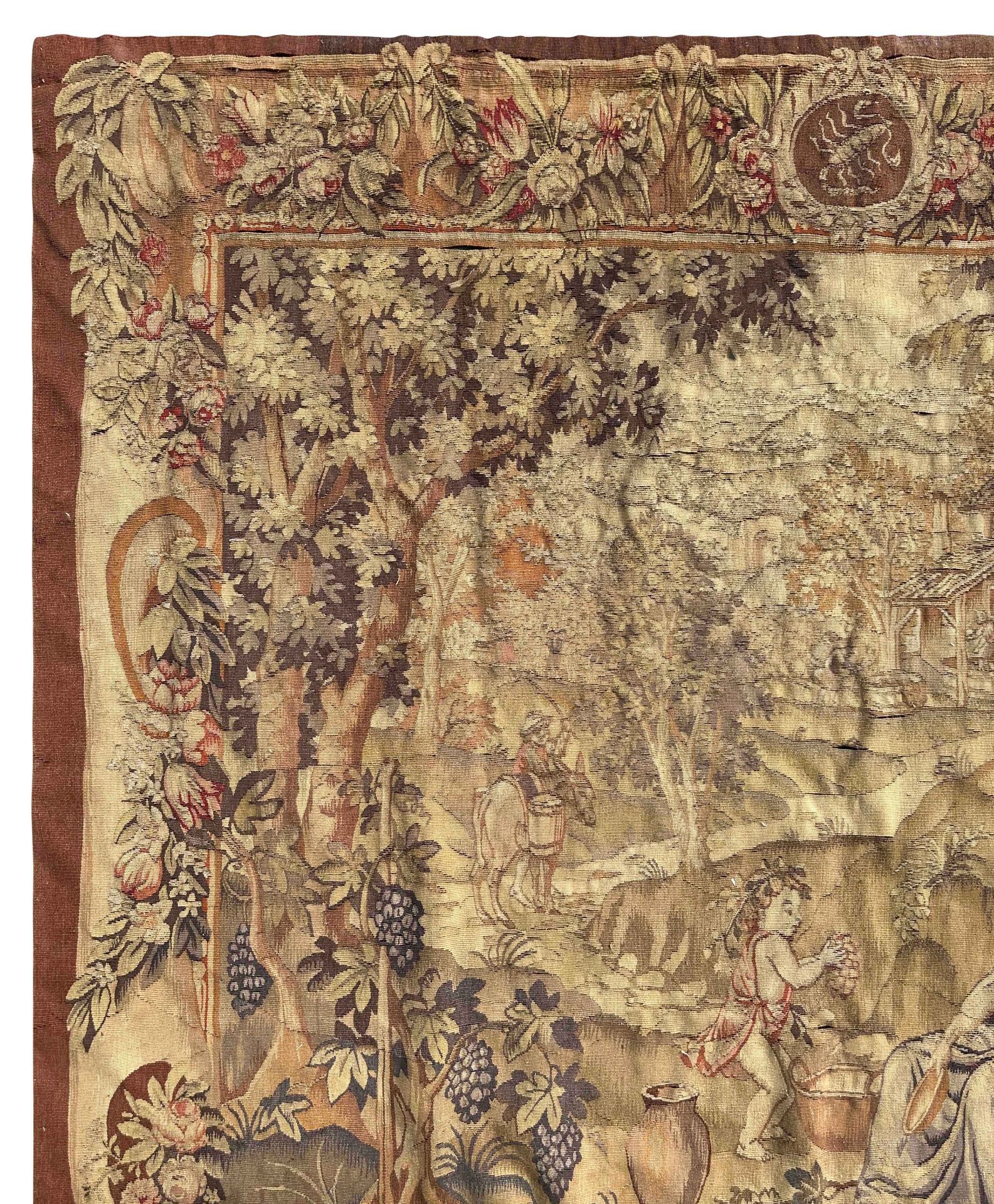 Tapestry. 19th century. Youthful Bacchus. - Image 4 of 12
