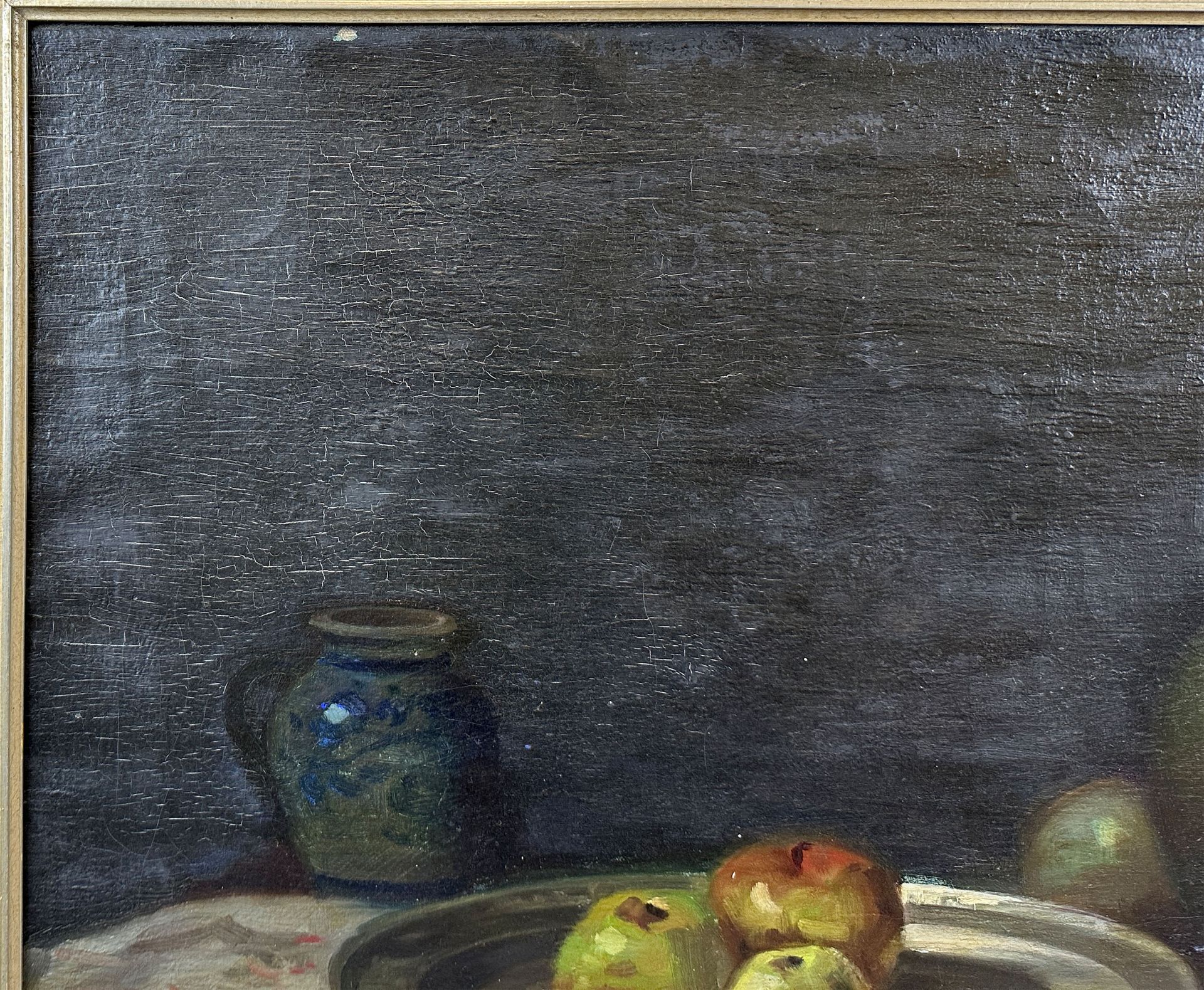 ILLEGIBLY SIGNED (XX). Still life with apples and mushrooms. - Image 3 of 12