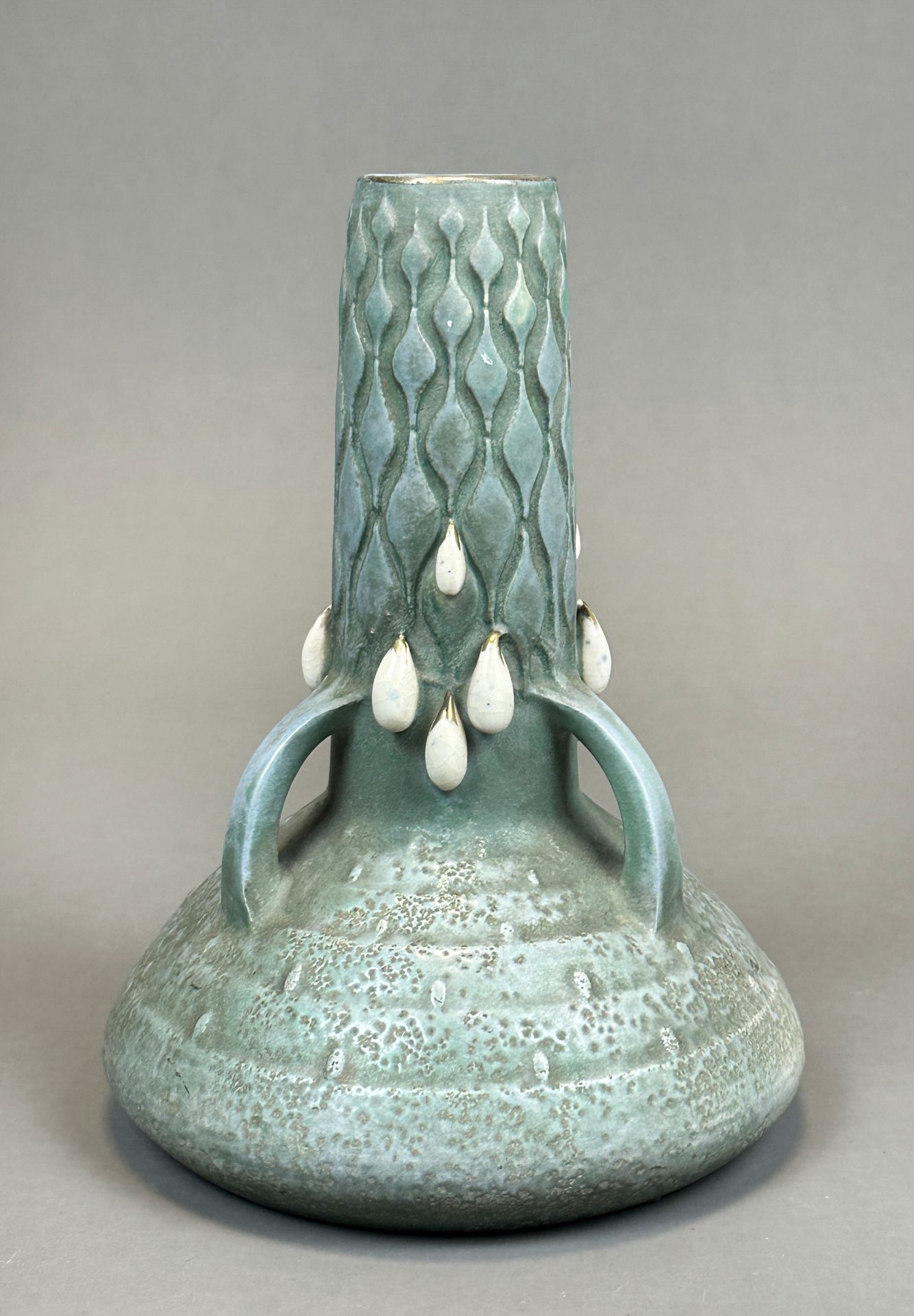 Paul DACHSEL (c.1880 - ?). Handled vase with drop decoration. Turn-Teplitz. Art Nouveau. - Image 5 of 8