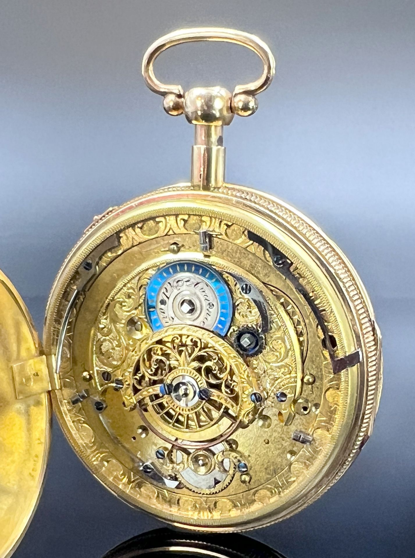 GEBRÜDER KINZIG Neuwied. 750 Gelbgold. Bedeutende deutsche Spindeltaschenuhr. Um 1800. - Bild 5 aus 13