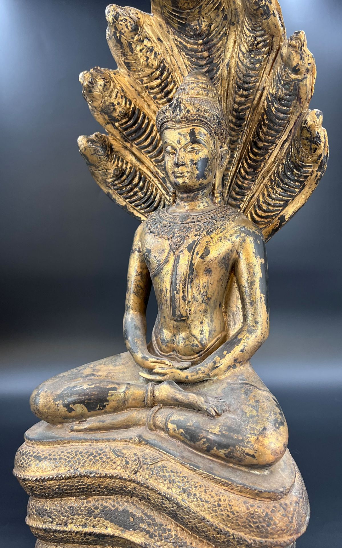 Naga Buddha. Bronze figure. Around 1900. - Image 6 of 13