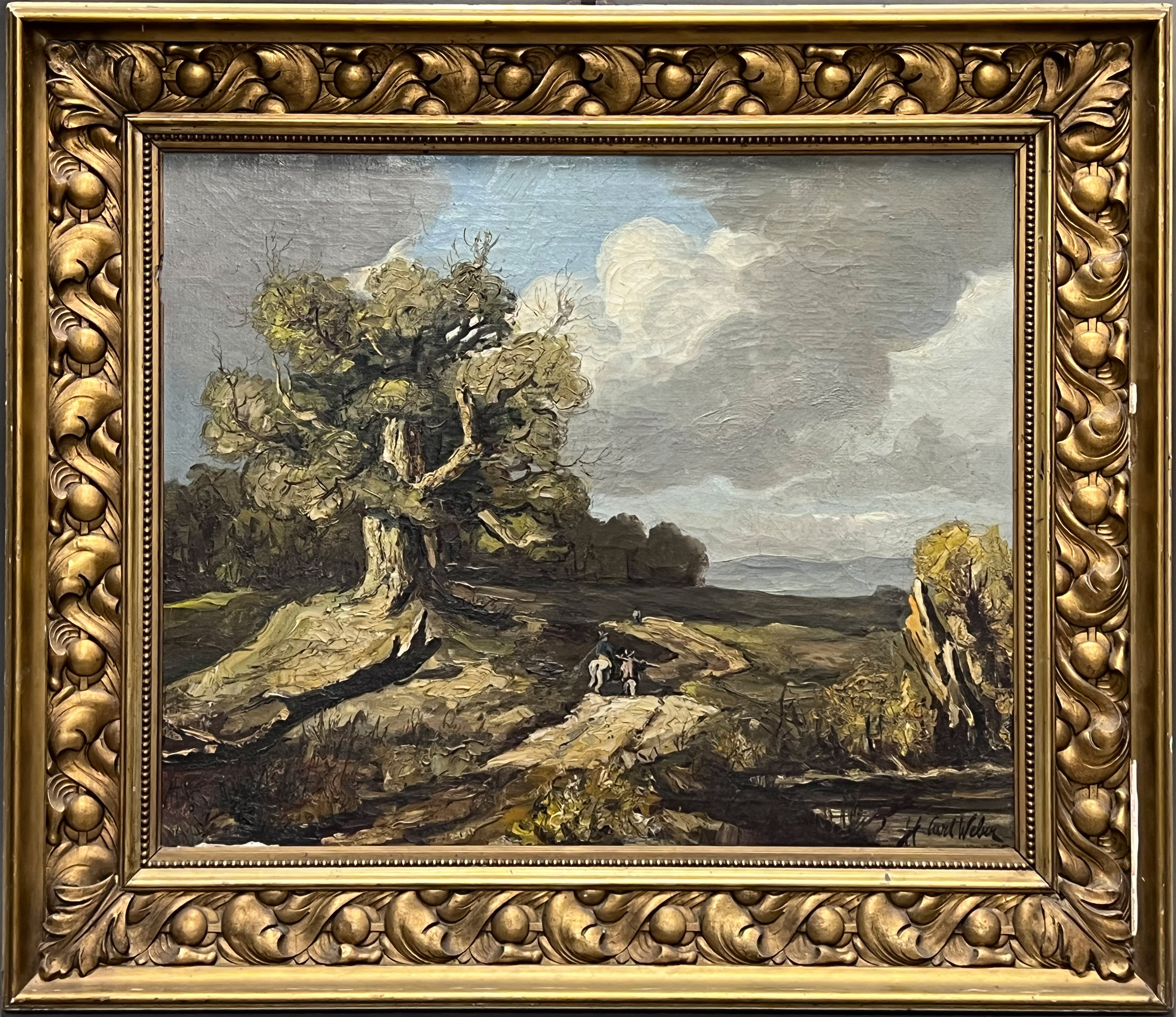 Carl WEBER (XIX). Landscape with trees and figural staffage. - Image 2 of 13