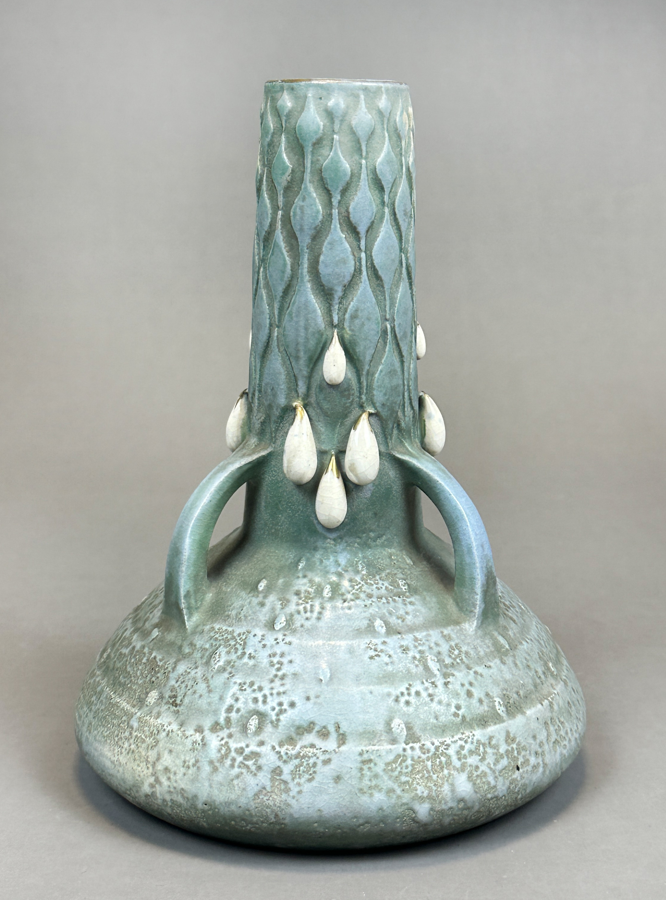 Paul DACHSEL (c.1880 - ?). Handled vase with drop decoration. Turn-Teplitz. Art Nouveau. - Image 3 of 8