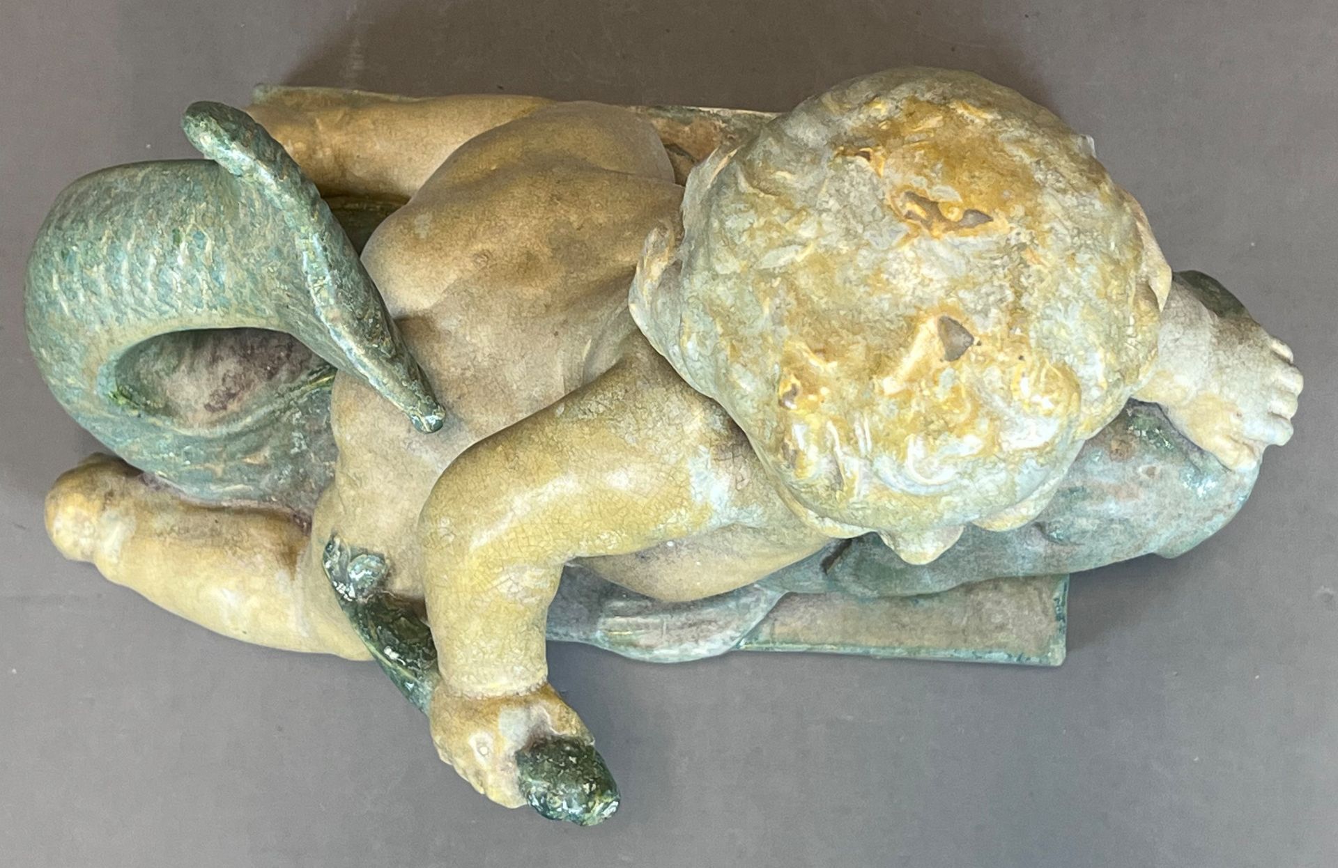 Majolika-Figur. Putto auf Fisch. Anfang 20. Jahrhundert. - Bild 6 aus 13