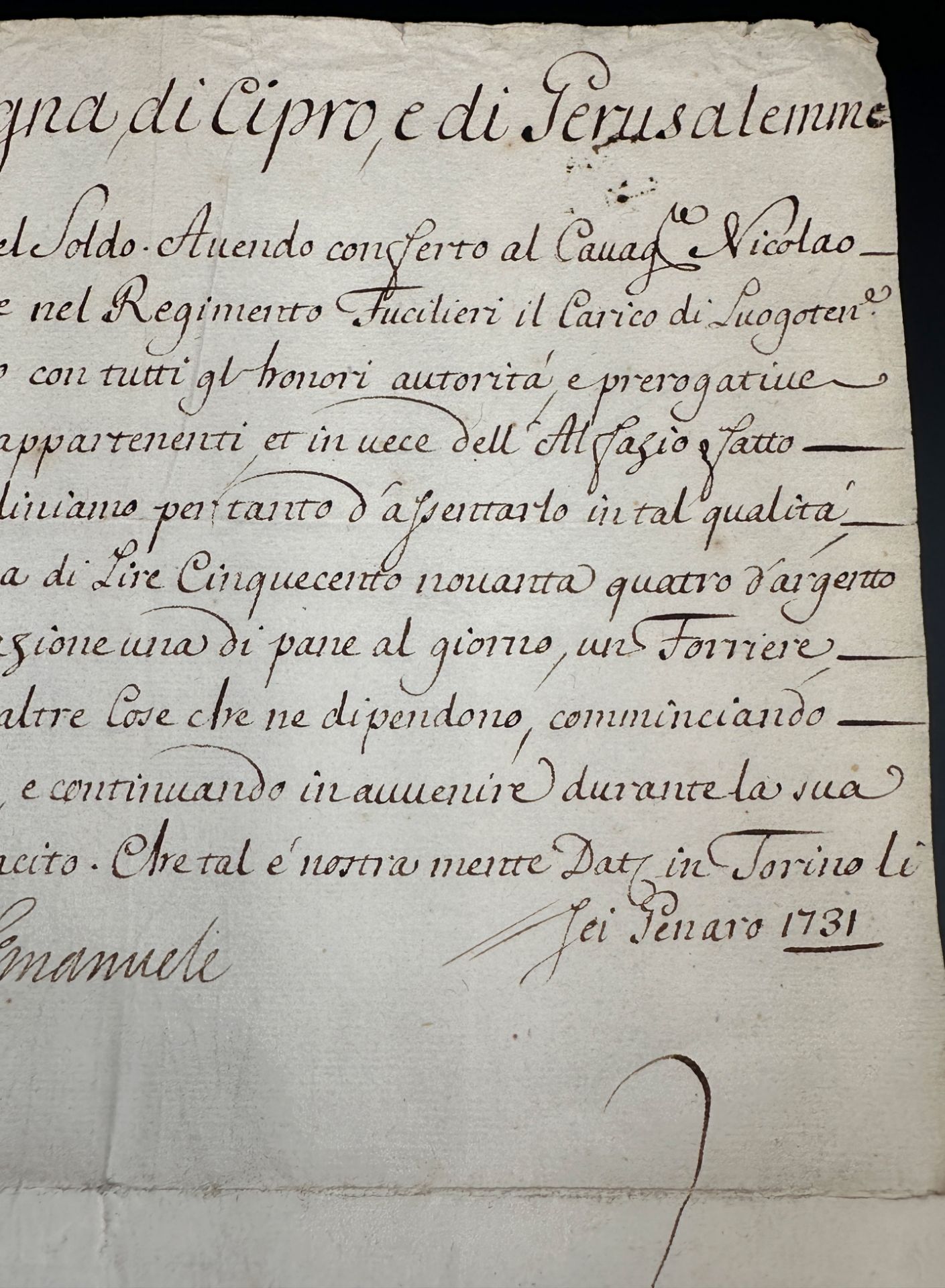 Certificate of appointment of Charles Emmanuel III, King of Sardinia, Duke of Savoy. 1731. - Image 3 of 20