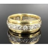 Ladies' ring. 750 yellow gold and white gold with 10 small diamonds.