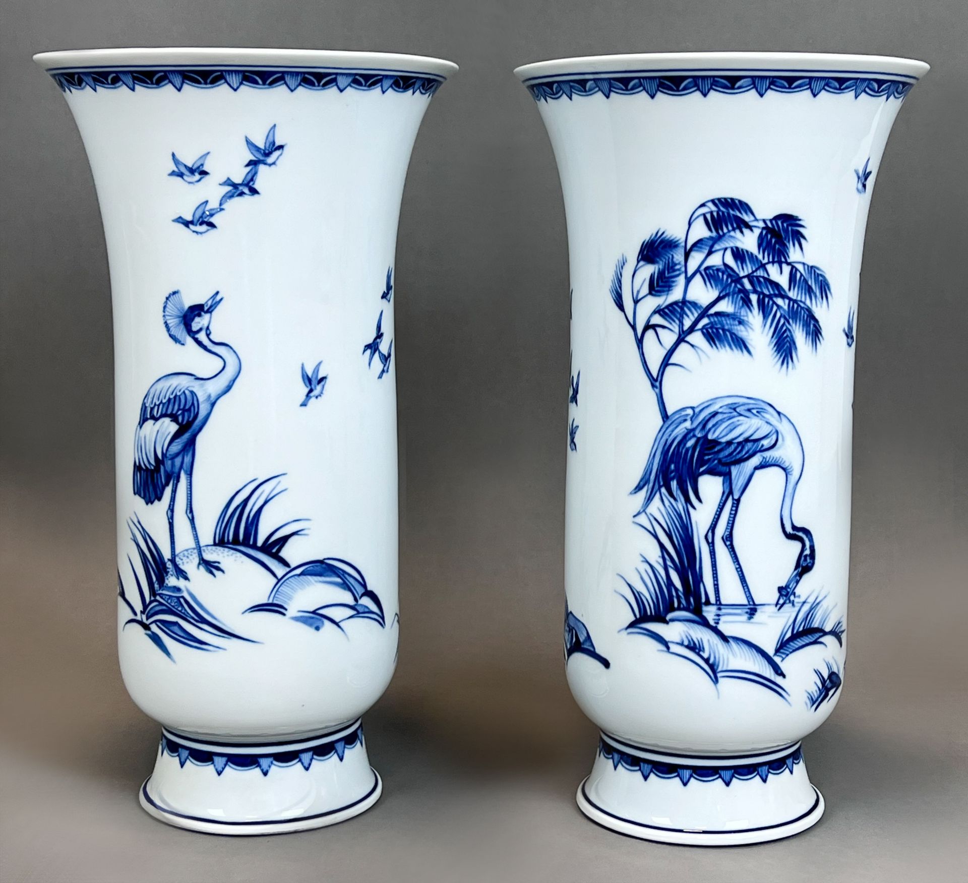 Pair of krater vases. MEISSEN. 1st choice. 20th century. - Image 3 of 12