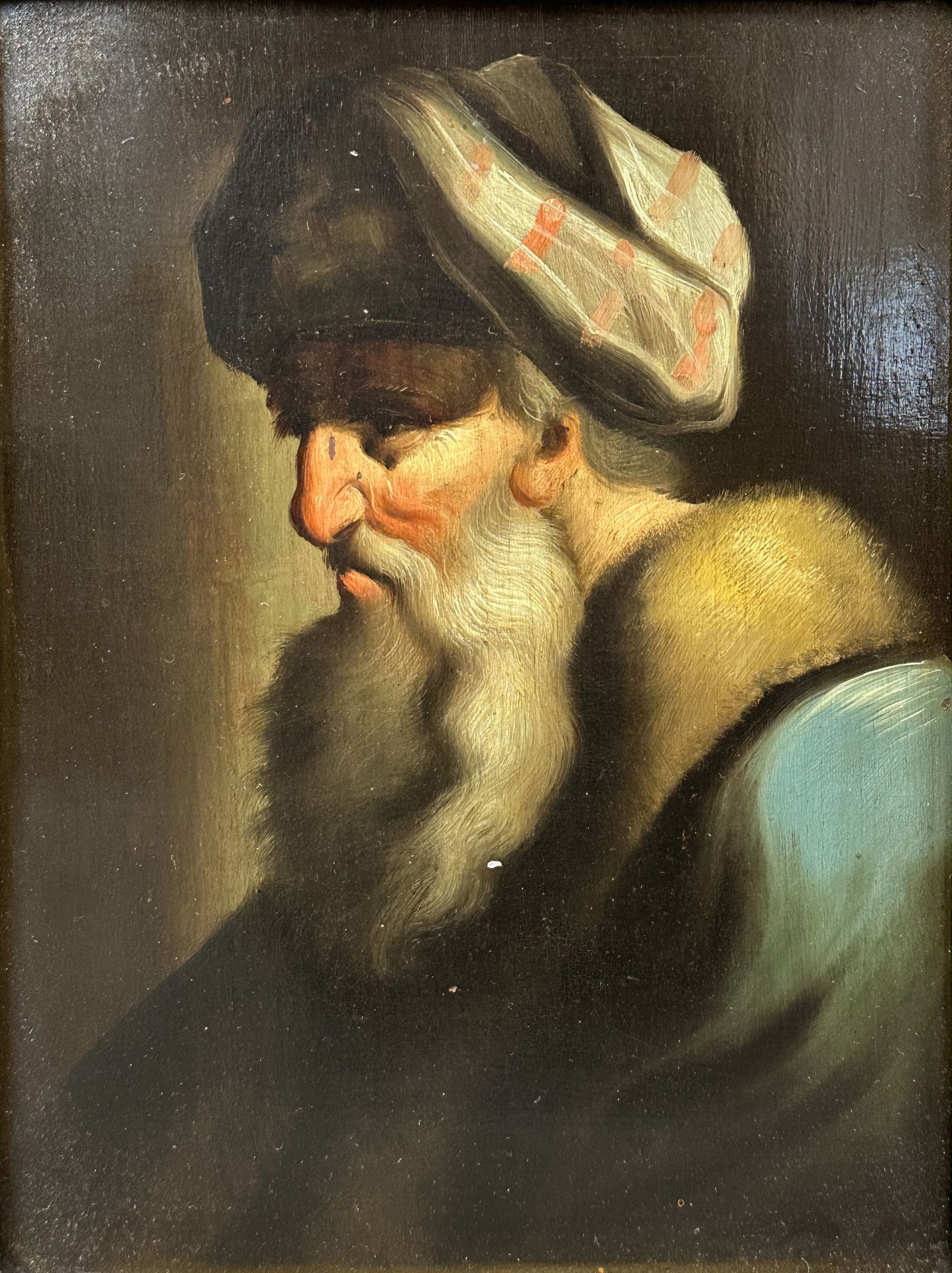 UNSIGNED (XIX). Portrait of an old man with beard and turban.