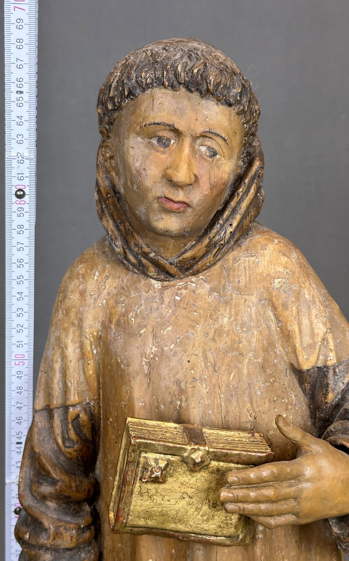 Wooden figure. Monk with book. Last third of the 17th century. South Germany. - Image 8 of 9