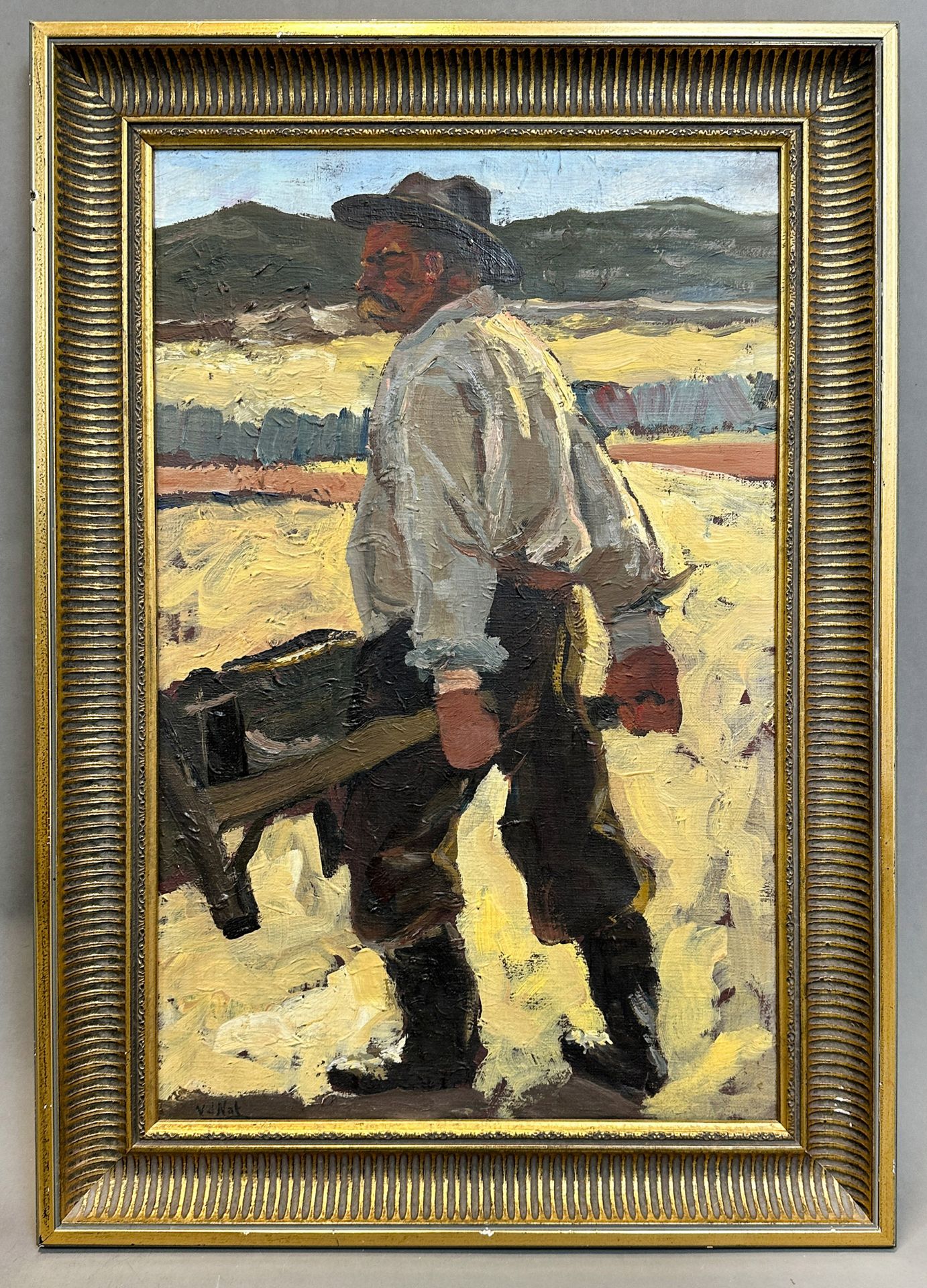 Willem Hendrik VAN DER NAT (1865 - 1929). Bauer mit Schubkarre. - Bild 2 aus 14