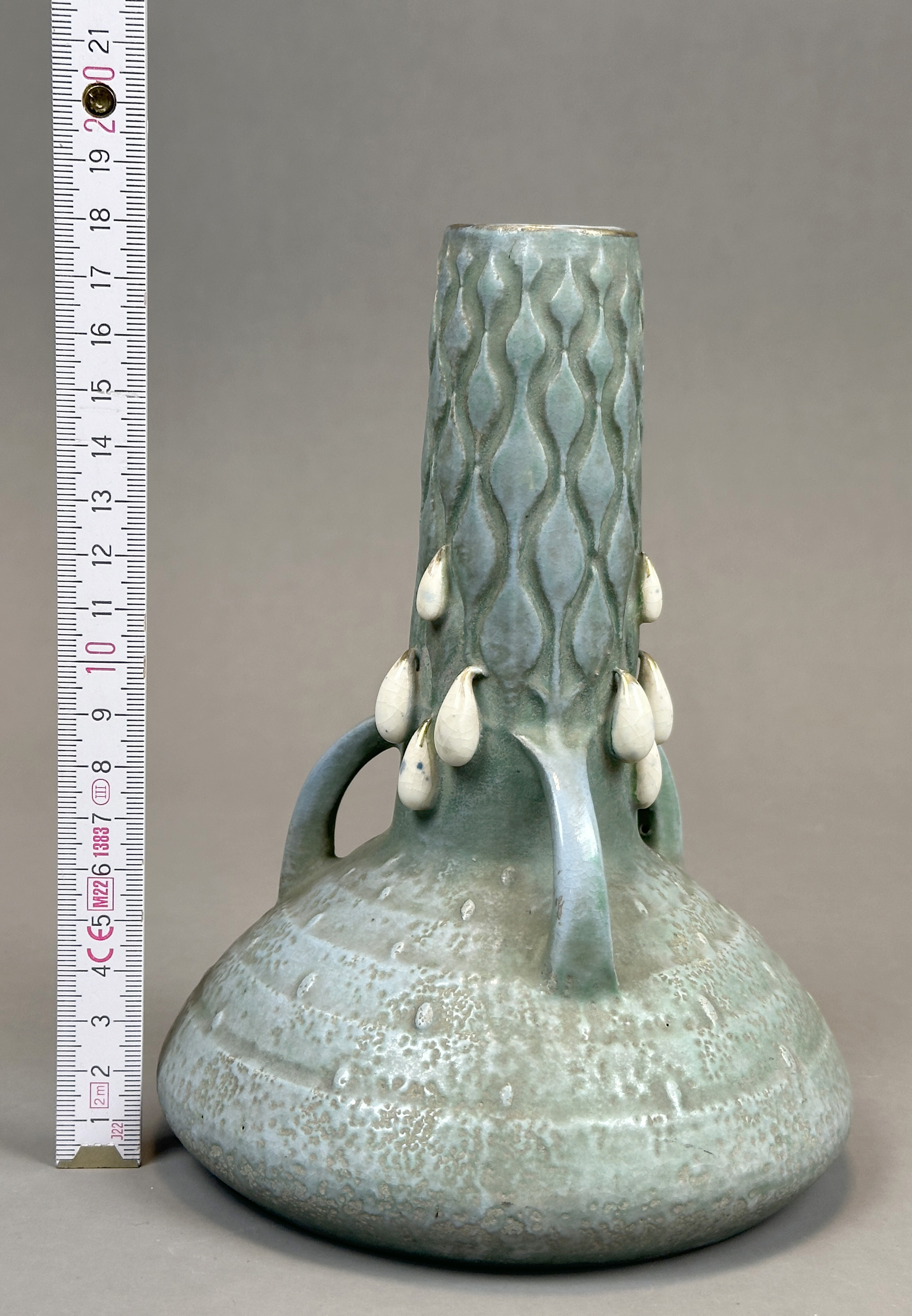 Paul DACHSEL (c.1880 - ?). Handled vase with drop decoration. Turn-Teplitz. Art Nouveau. - Image 8 of 8
