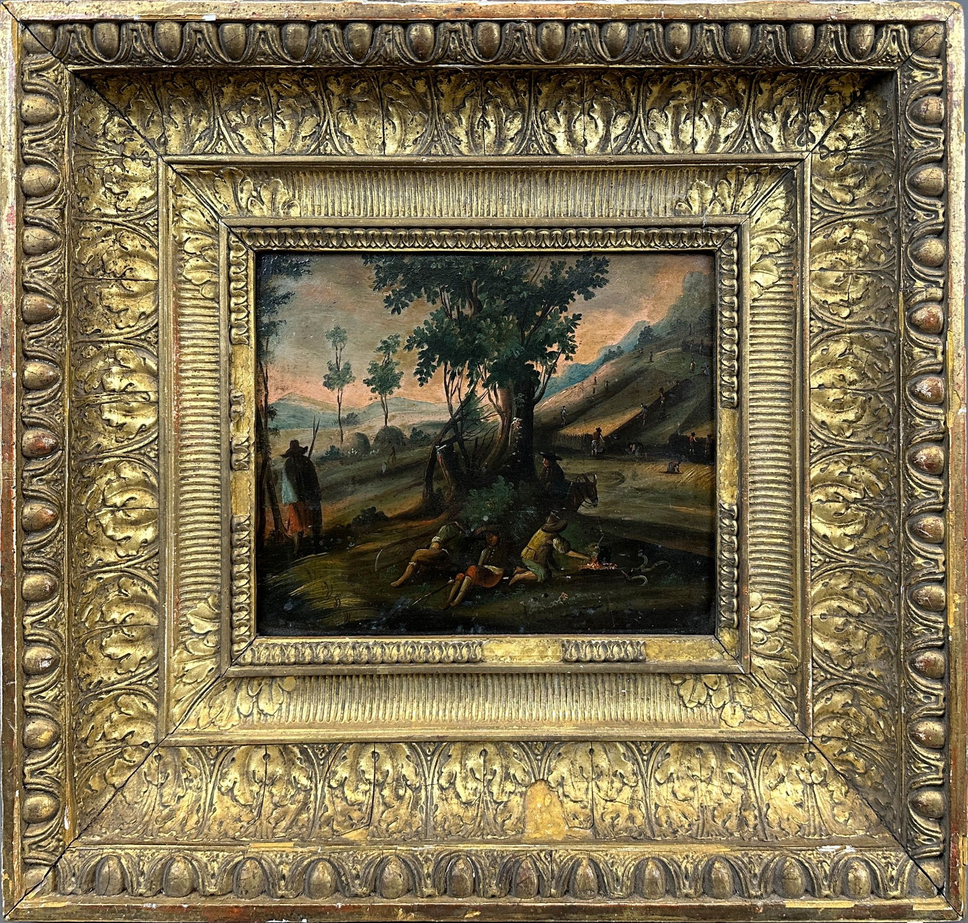 UNSIGNED (XVIII-XIX). Romantic landscape depiction with peasants. - Image 2 of 6