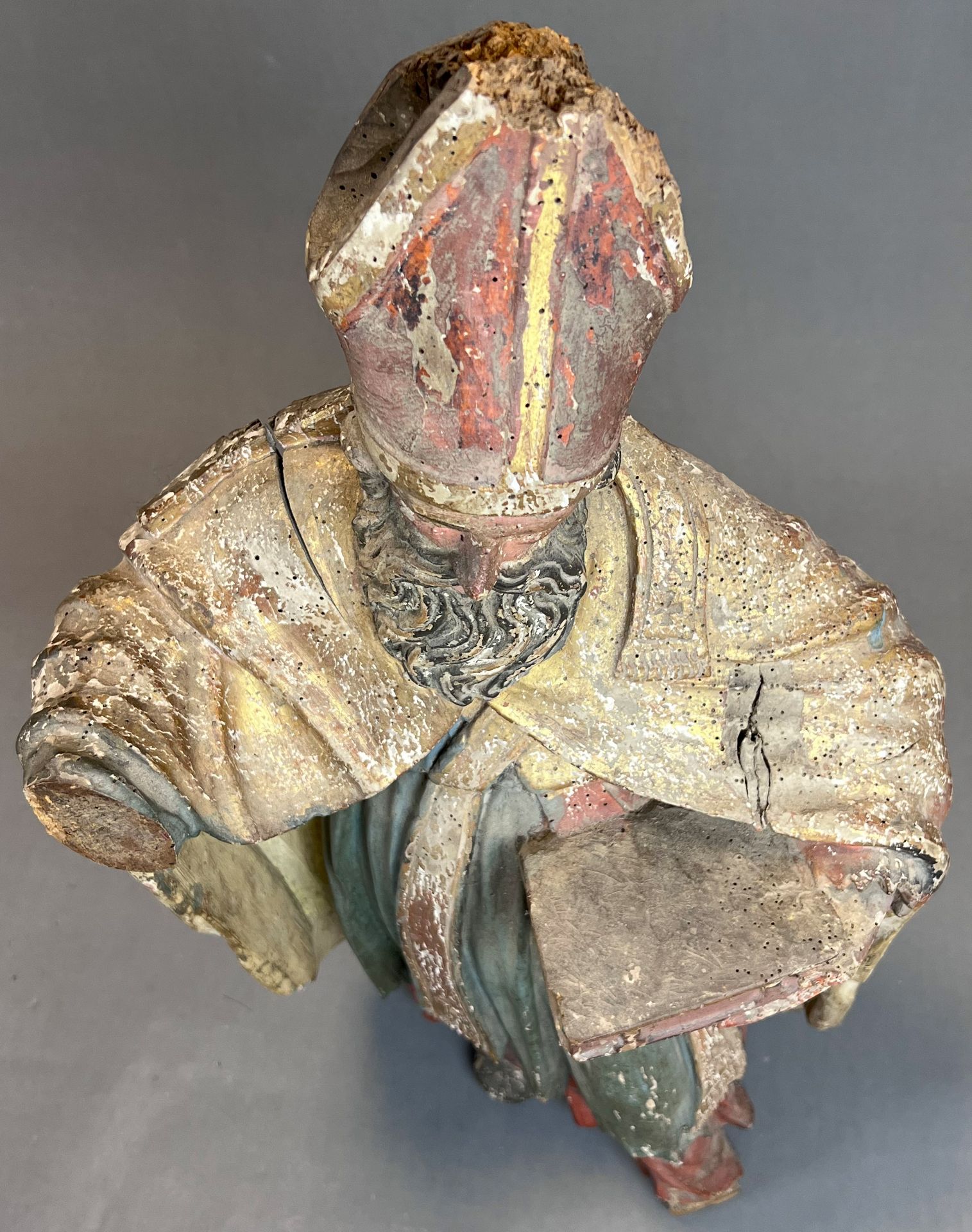 Wooden figure. Probably St Urban with a book. 17th century. Lower Rhine. - Image 6 of 11