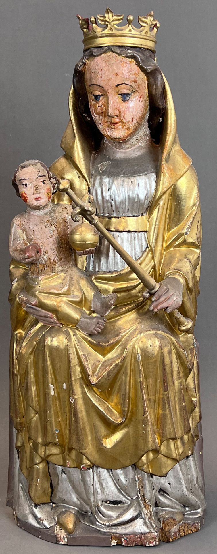 Holzfigur. Jungfrau Maria mit Christuskind. Um 1700. Süddeutschland.