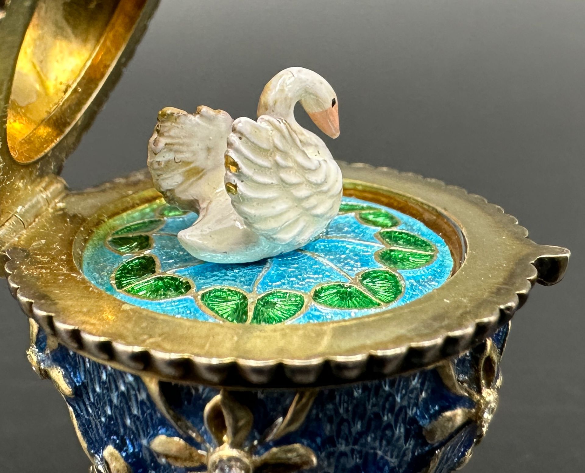 Ornamental Egg with miniature swan. 84 Zolotniki. Saint-Petersburg. Russia. 19th century. - Image 9 of 11