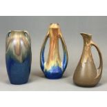 Gilbert METENIER (1876 - ?). 2 vases and 1 jug. Art Nouveau. France. Circa 1915.2 Keramikvasen