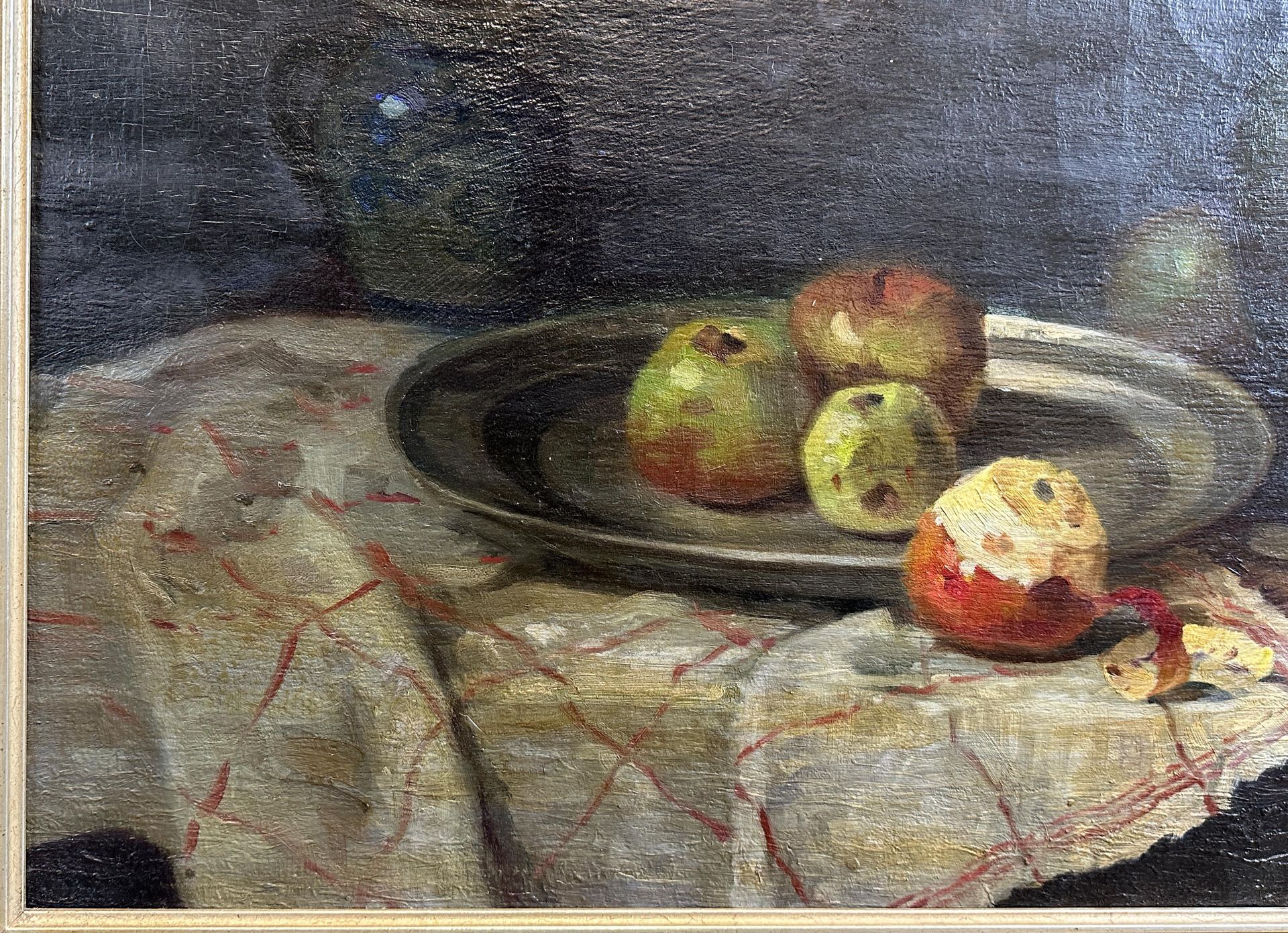 ILLEGIBLY SIGNED (XX). Still life with apples and mushrooms. - Image 5 of 12