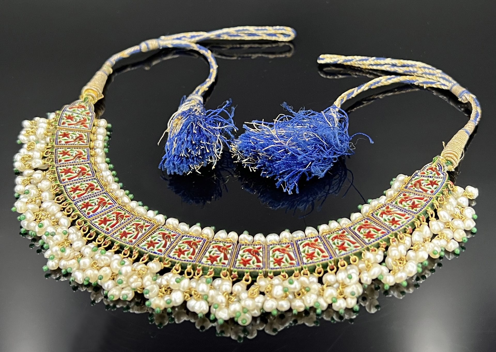 Necklace. 750 yellow gold with diamonds and pearls. Persia. - Image 10 of 16