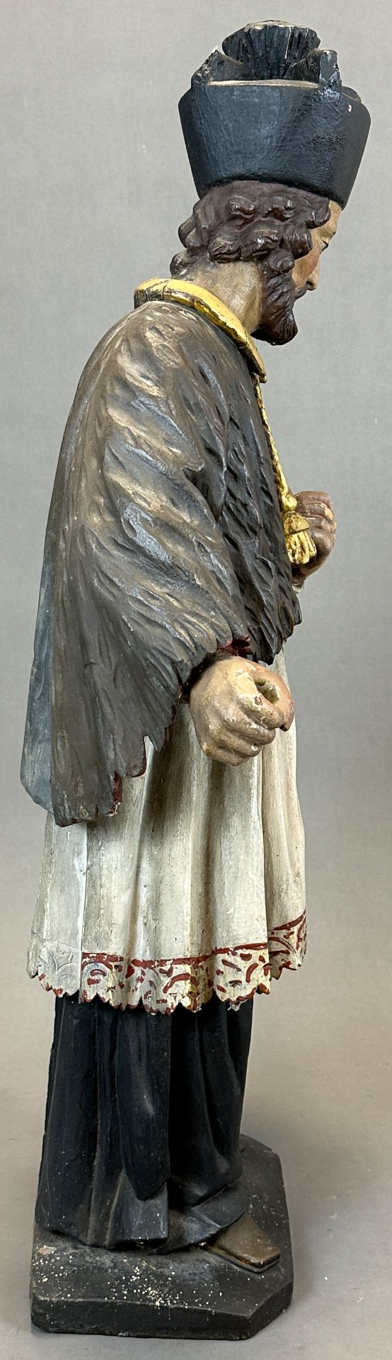 Wooden figure. Nepomuk without attributes. 19th century. Germany. - Image 4 of 14